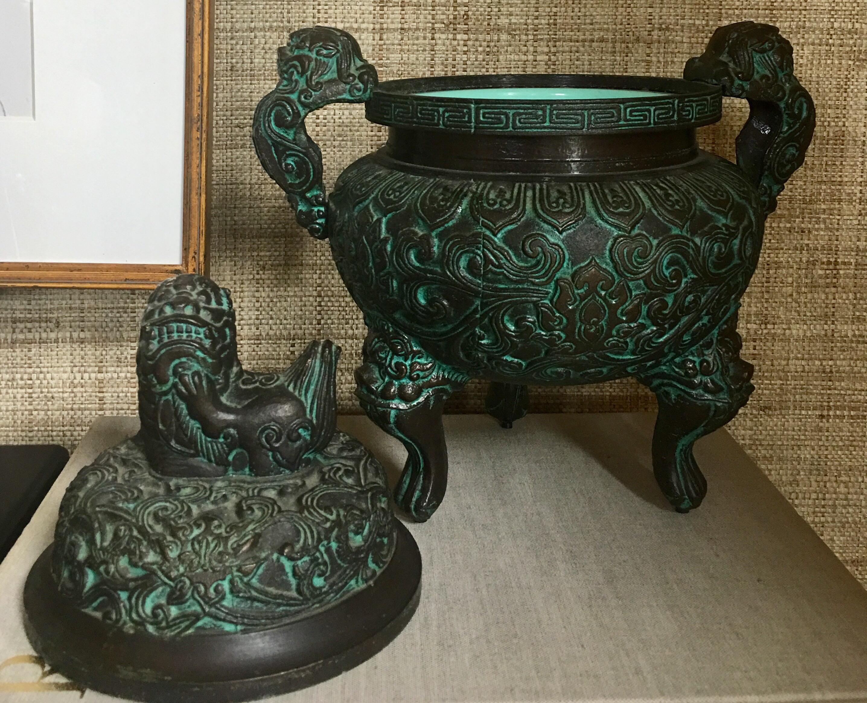 Mid-20th Century Midcentury James Mont Style Asian Style Greek Key Ice Bucket Urn For Sale