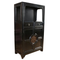 Midcentury James Mont Style Cabinet with Vintage Brass Hardware