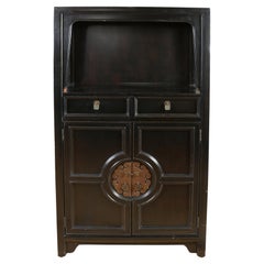 Midcentury James Mont Style Cabinet with Vintage Brass Hardware