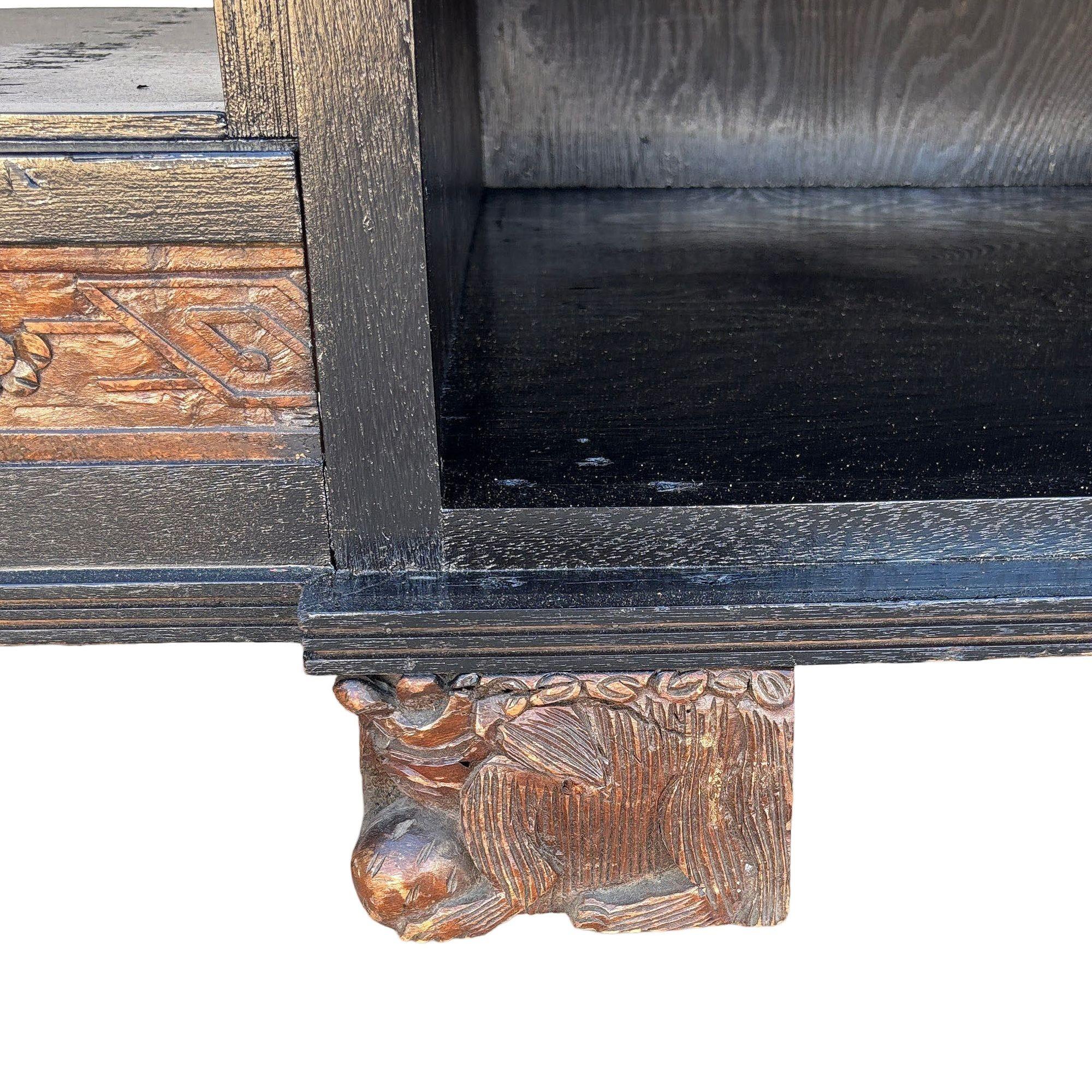 Mid-century James Mont Style Carved Media Credenza Stereo Cabinet For Sale 1