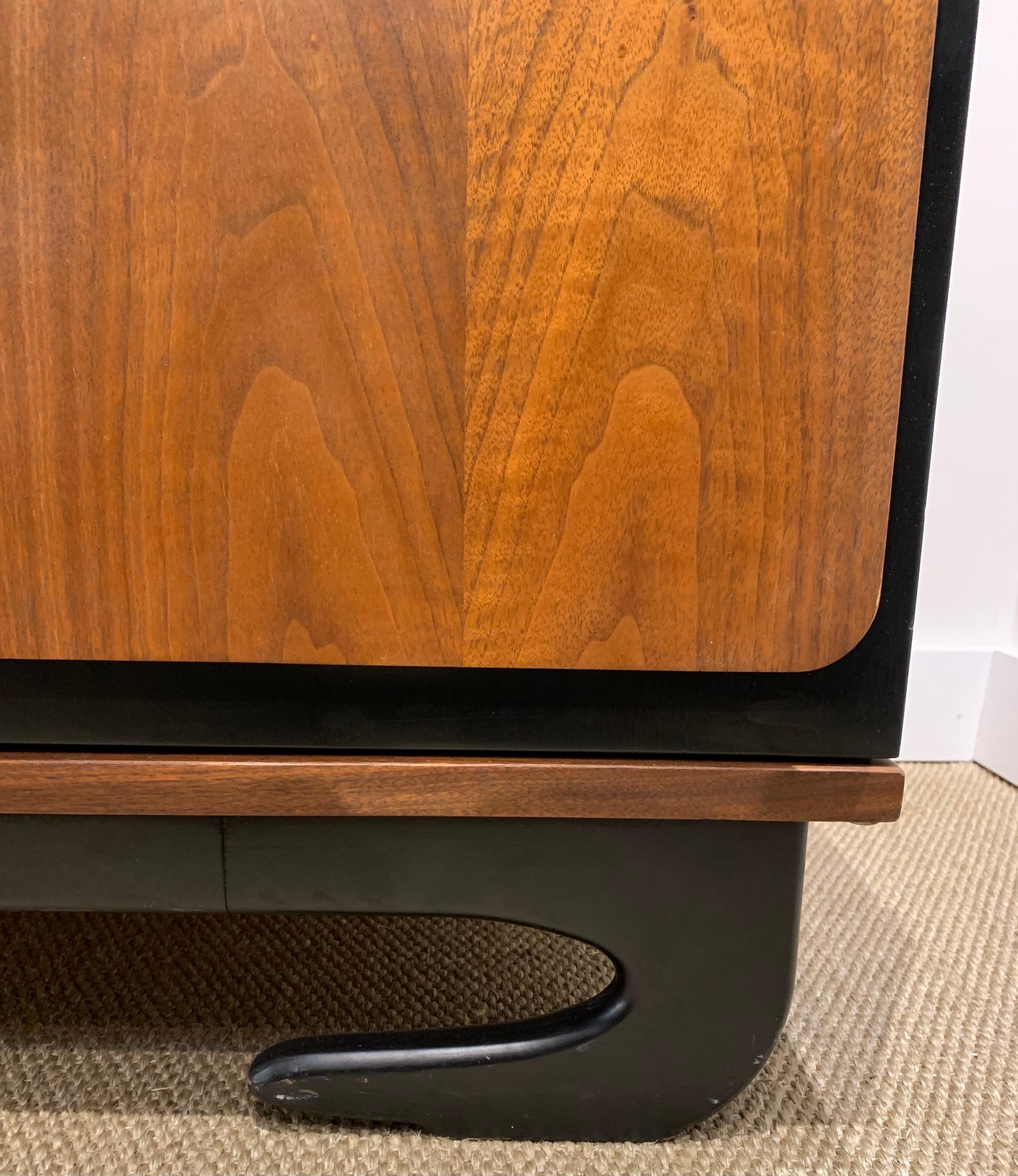 Mid Century James Mont Style Walnut Five Door Sideboard Credenza 5