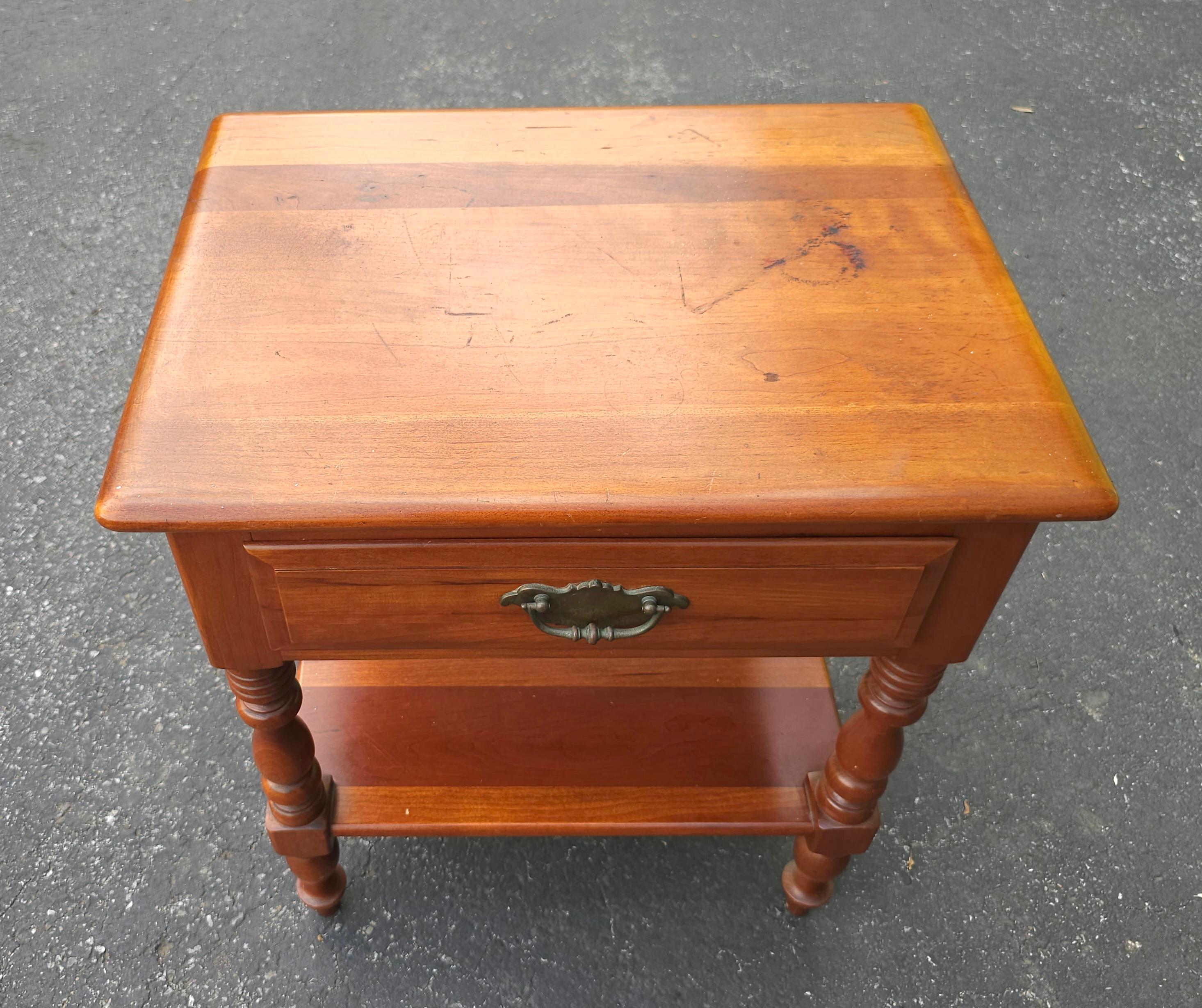 Other Mid Century Jamestown Furniture Maple Two Tier Single Drawer Side Table For Sale