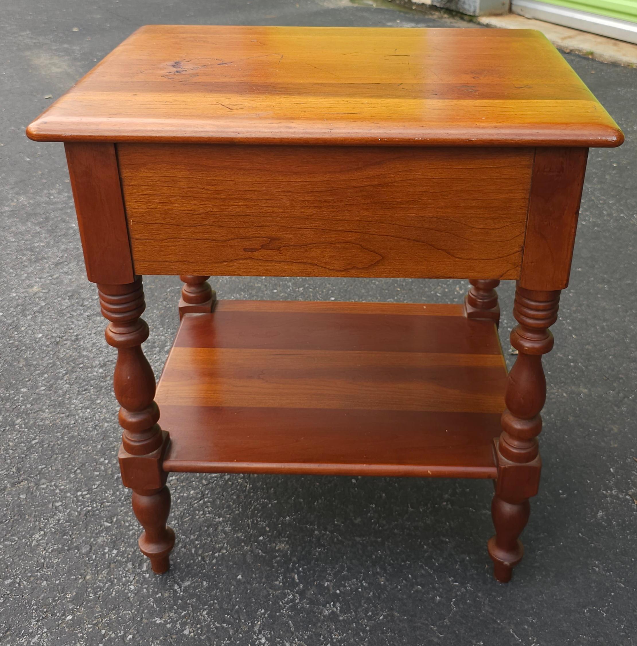 Mid Century Jamestown Furniture Maple Two Tier Single Drawer Side Table For Sale 1