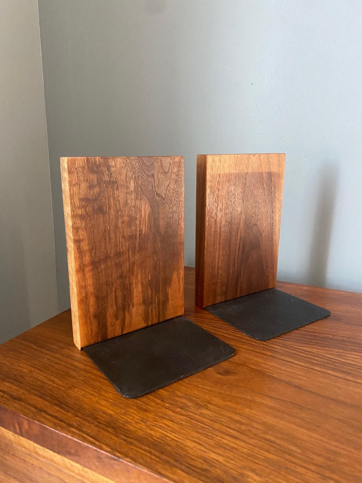 Mid-20th Century Mid-Century Jane and Gordon Martz Ceramic and Walnut Bookends For Sale