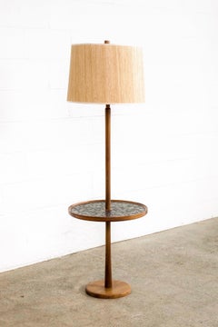 Midcentury Jane and Gordon Martz Marshall Studios Walnut Floor Lamp with Table