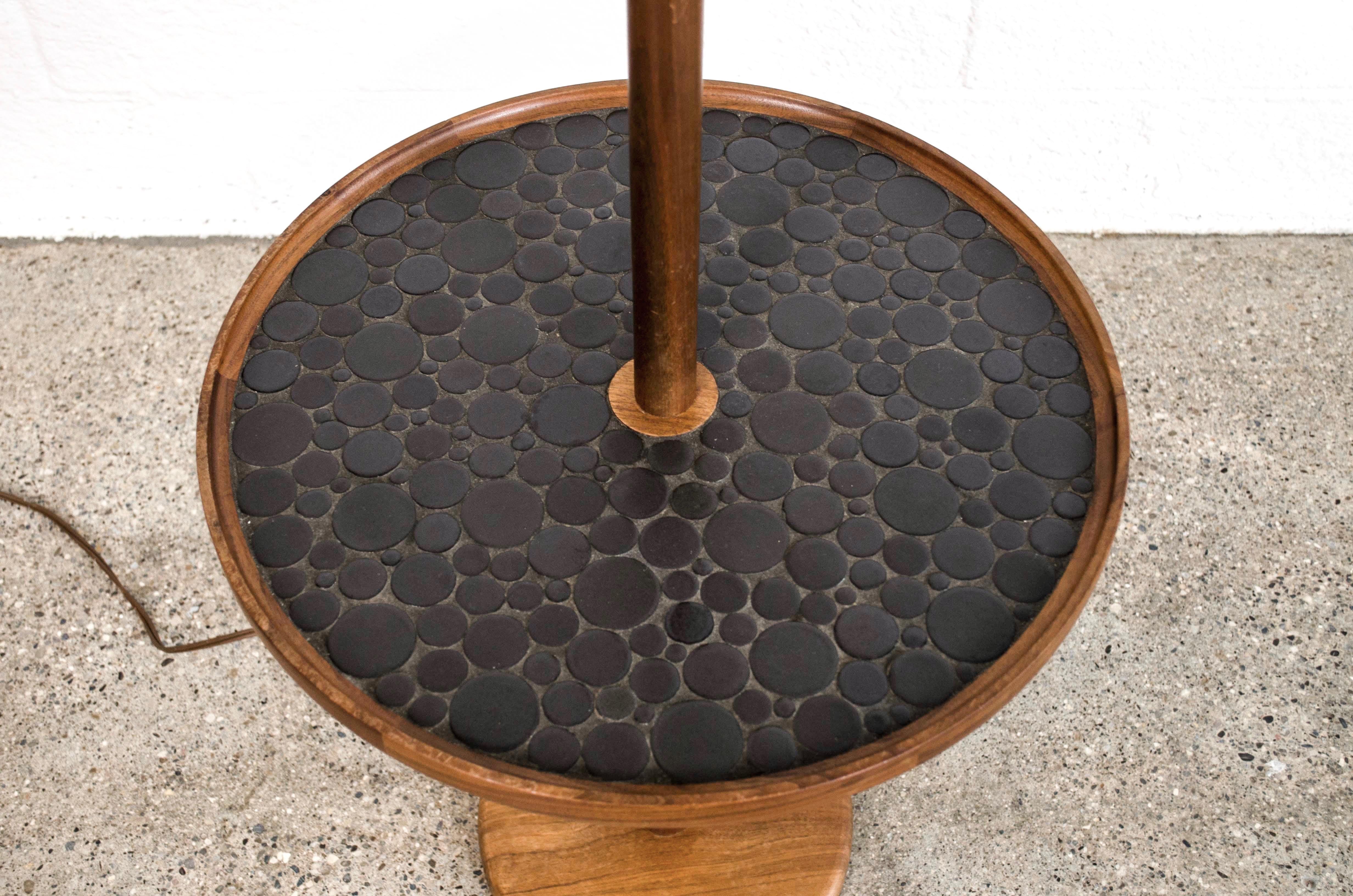 Mid-20th Century Midcentury Jane and Gordon Martz Marshall Studios Walnut Floor Lamp with Table For Sale