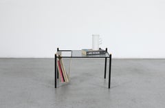 Mid-Century Janni van Pelt Side Table, Magazine Rack, Reeded Glass