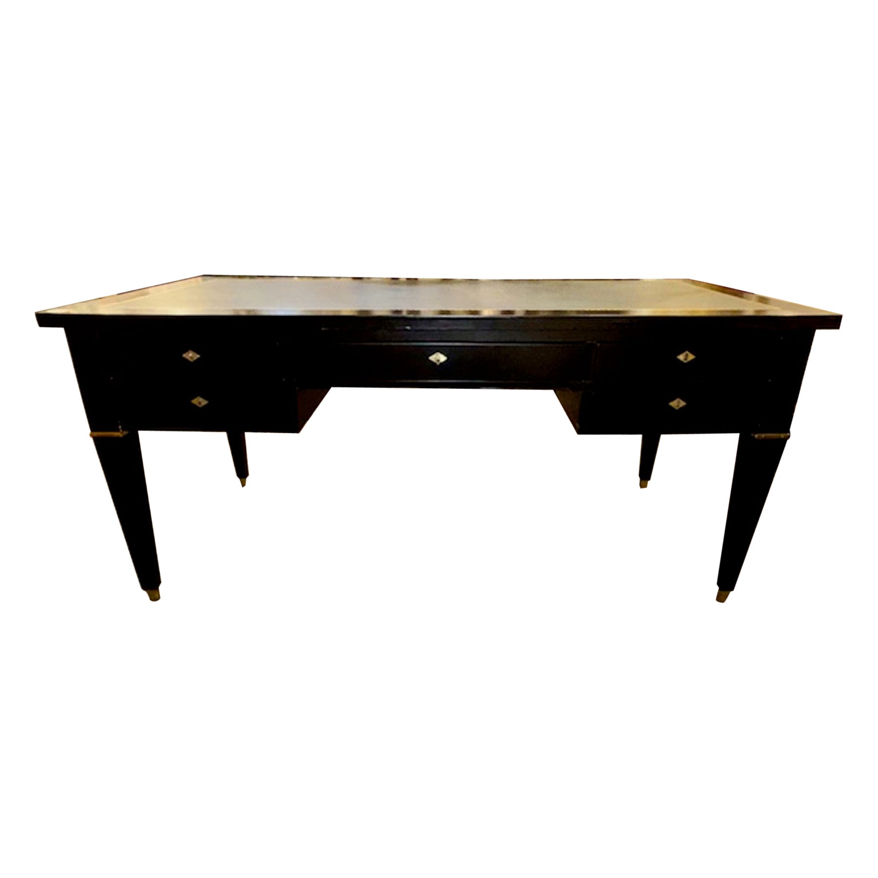 Mid-Century Jansen Style Black Lacquered Desk For Sale