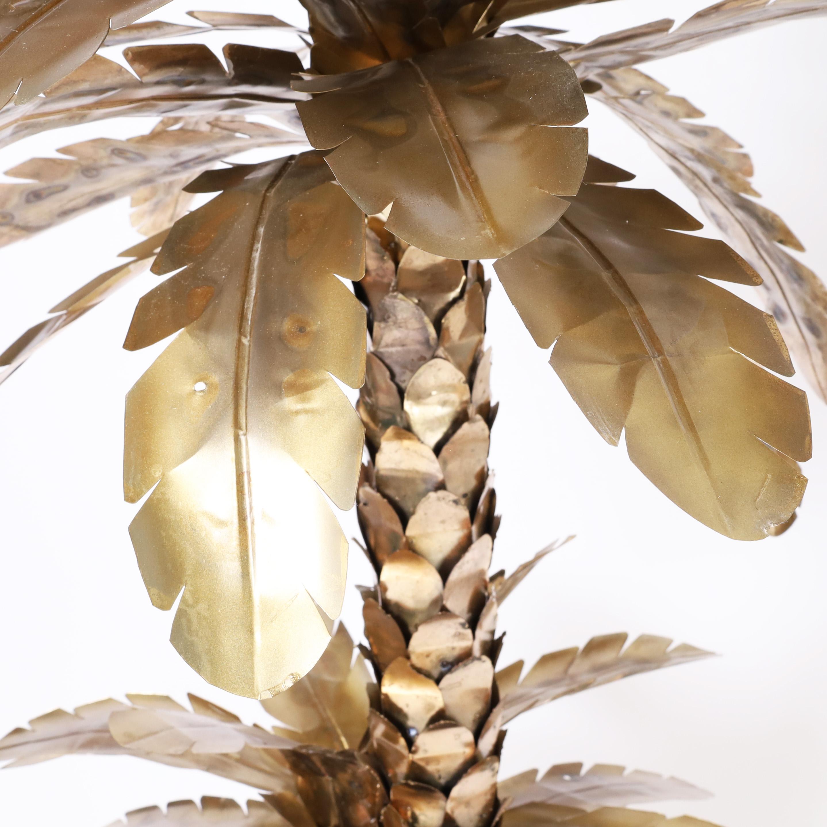 Mid Century Jansen Style Metal Palm Tree Sculpture In Good Condition For Sale In Palm Beach, FL