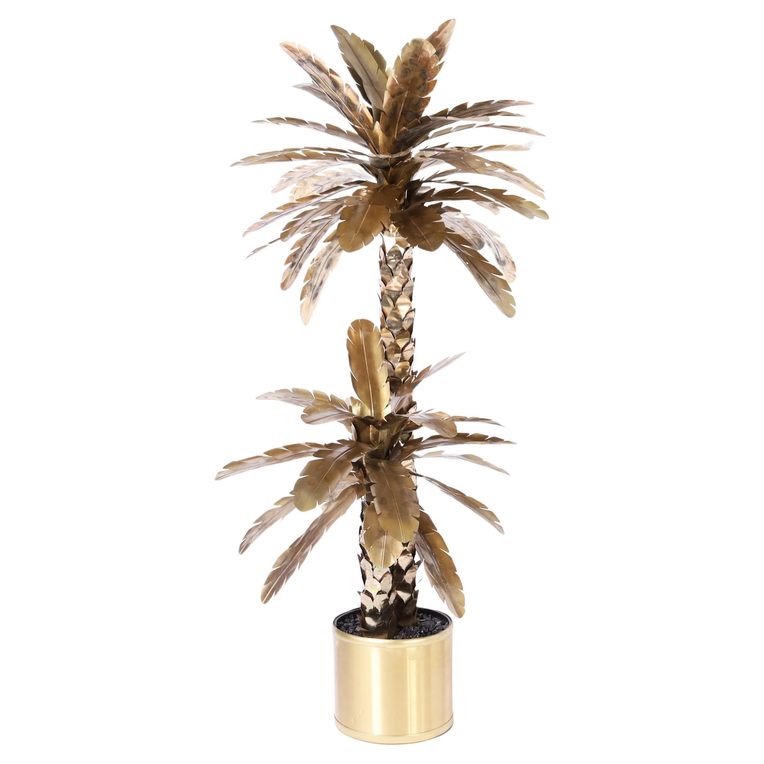 Mid Century Jansen Style Metal Palm Tree Sculpture For Sale