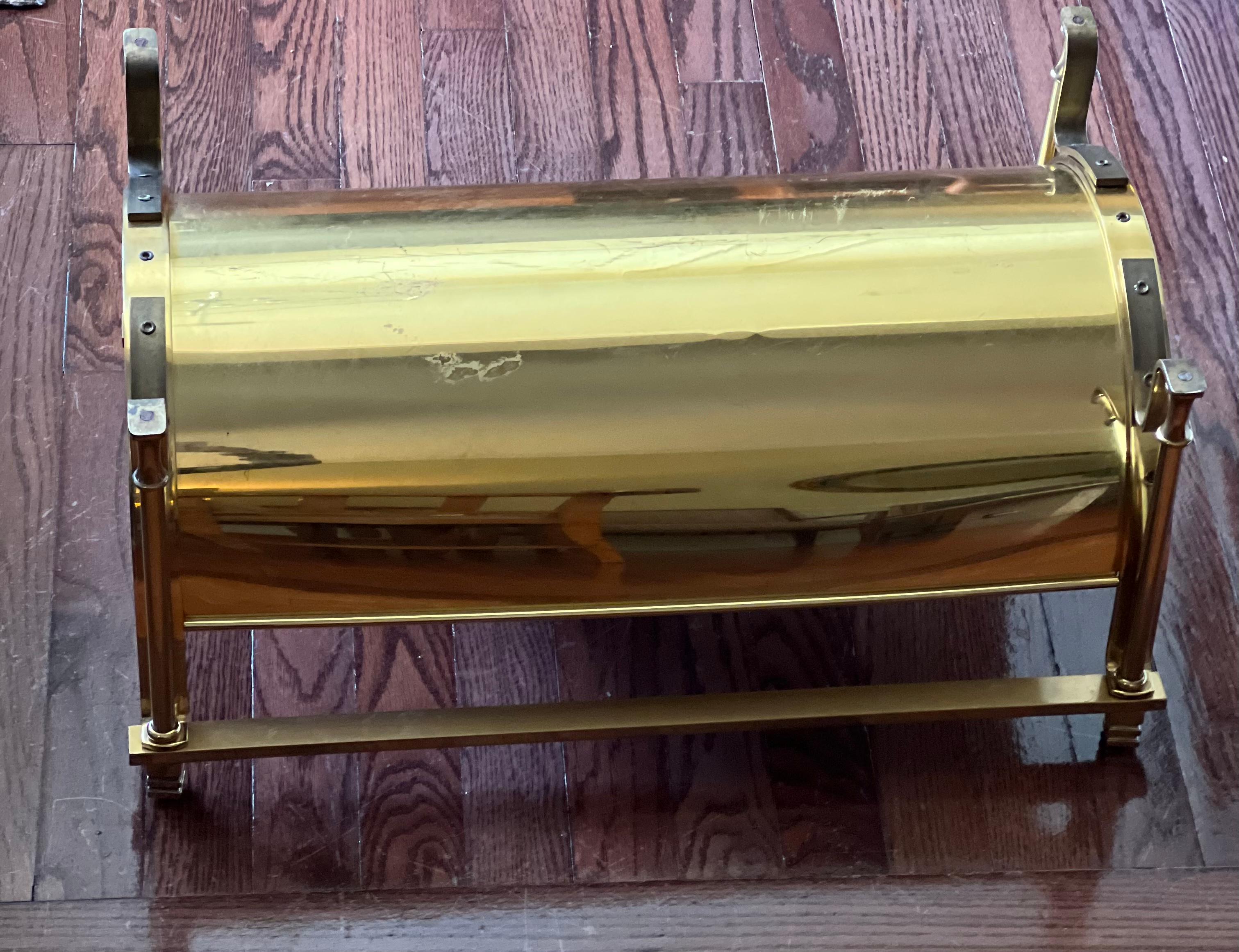 Mid-Century Jansen Style Solid Brass Footed Log Holder 1