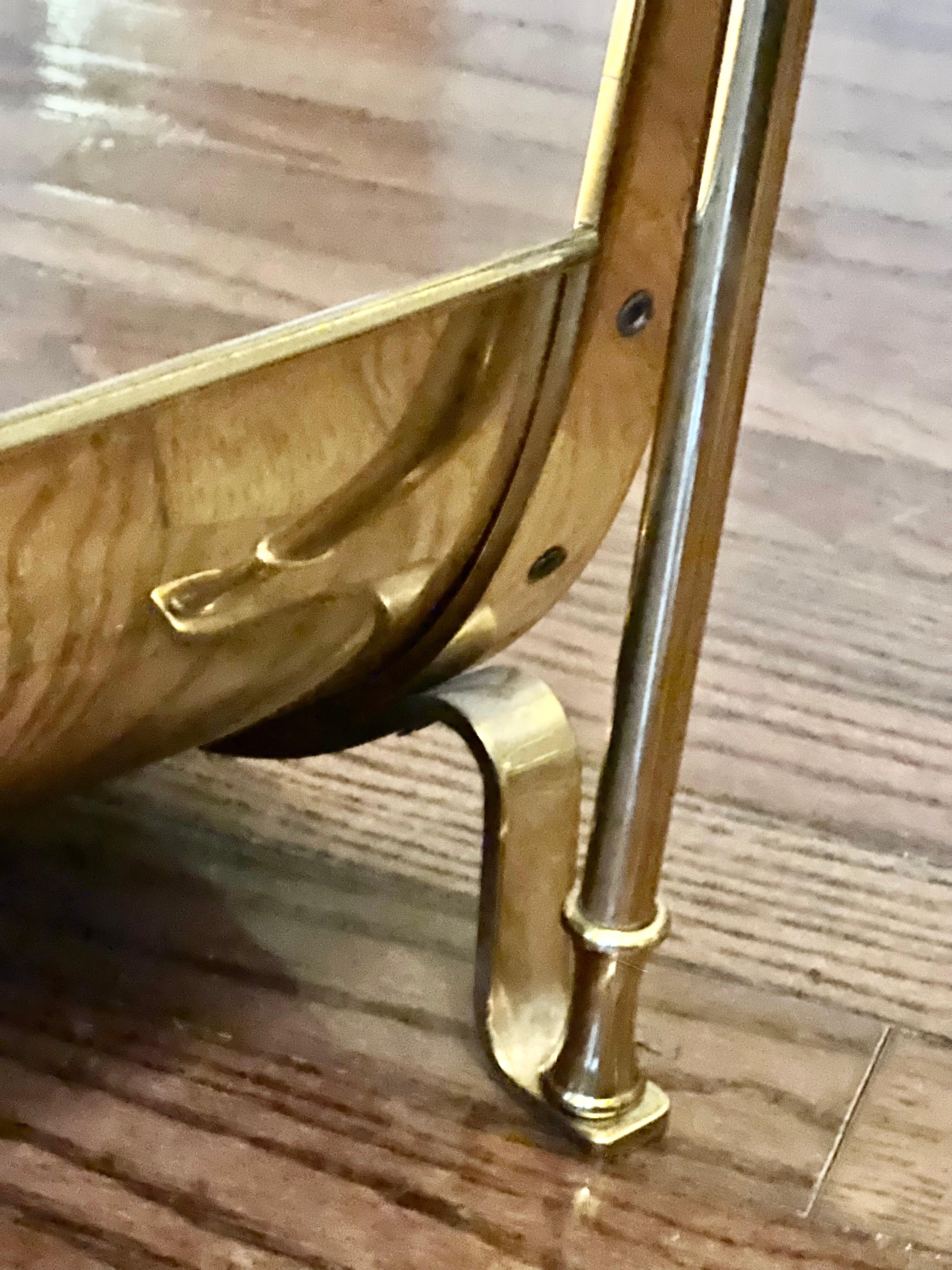 Mid-Century Jansen Style Solid Brass Footed Log Holder In Good Condition In Doylestown, PA
