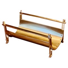 Mid-Century Jansen Style Solid Brass Footed Log Holder