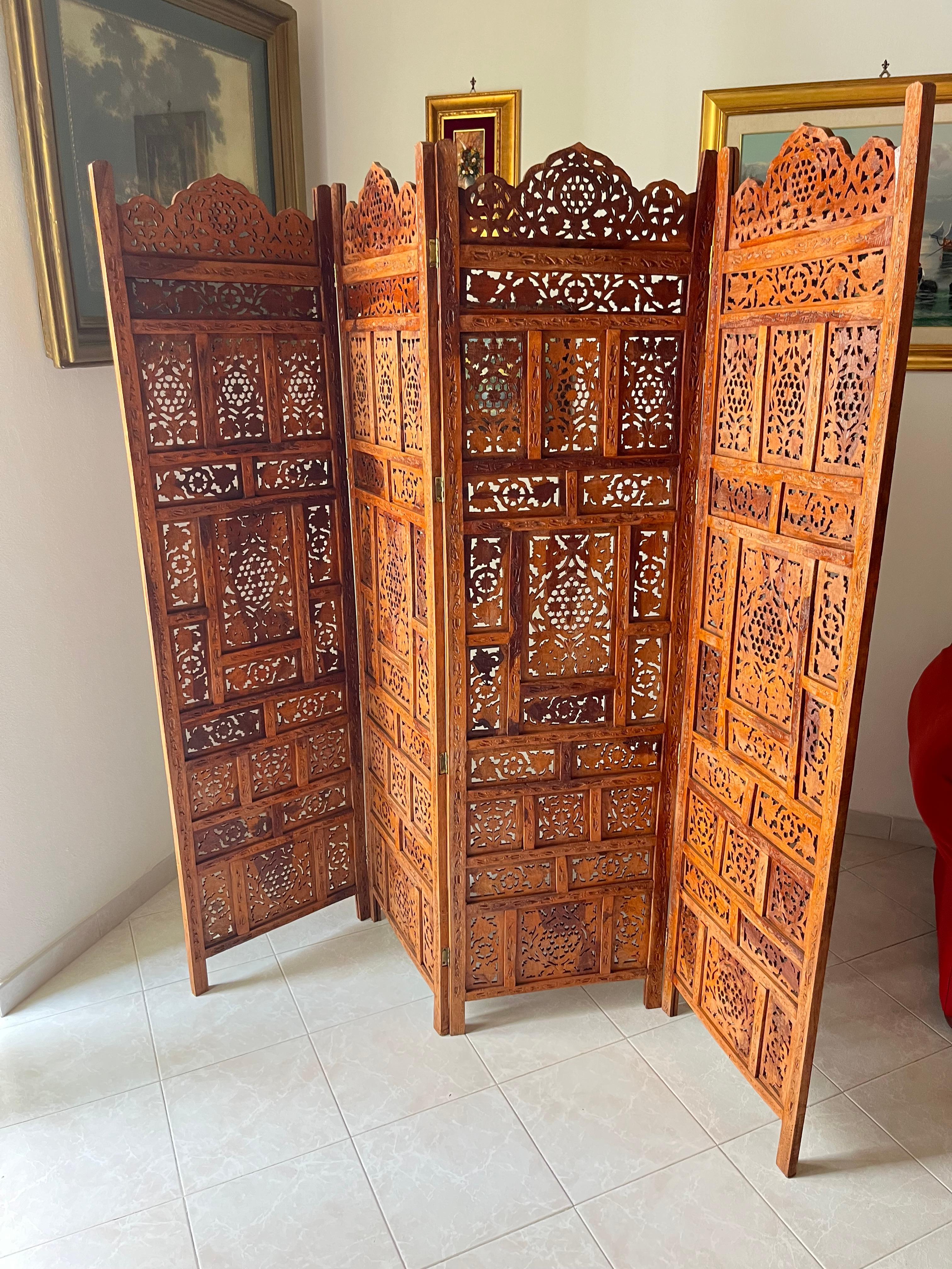 Mid-Century Japanese 4-Panel Folding Room Divider/Separè  1940s For Sale 1