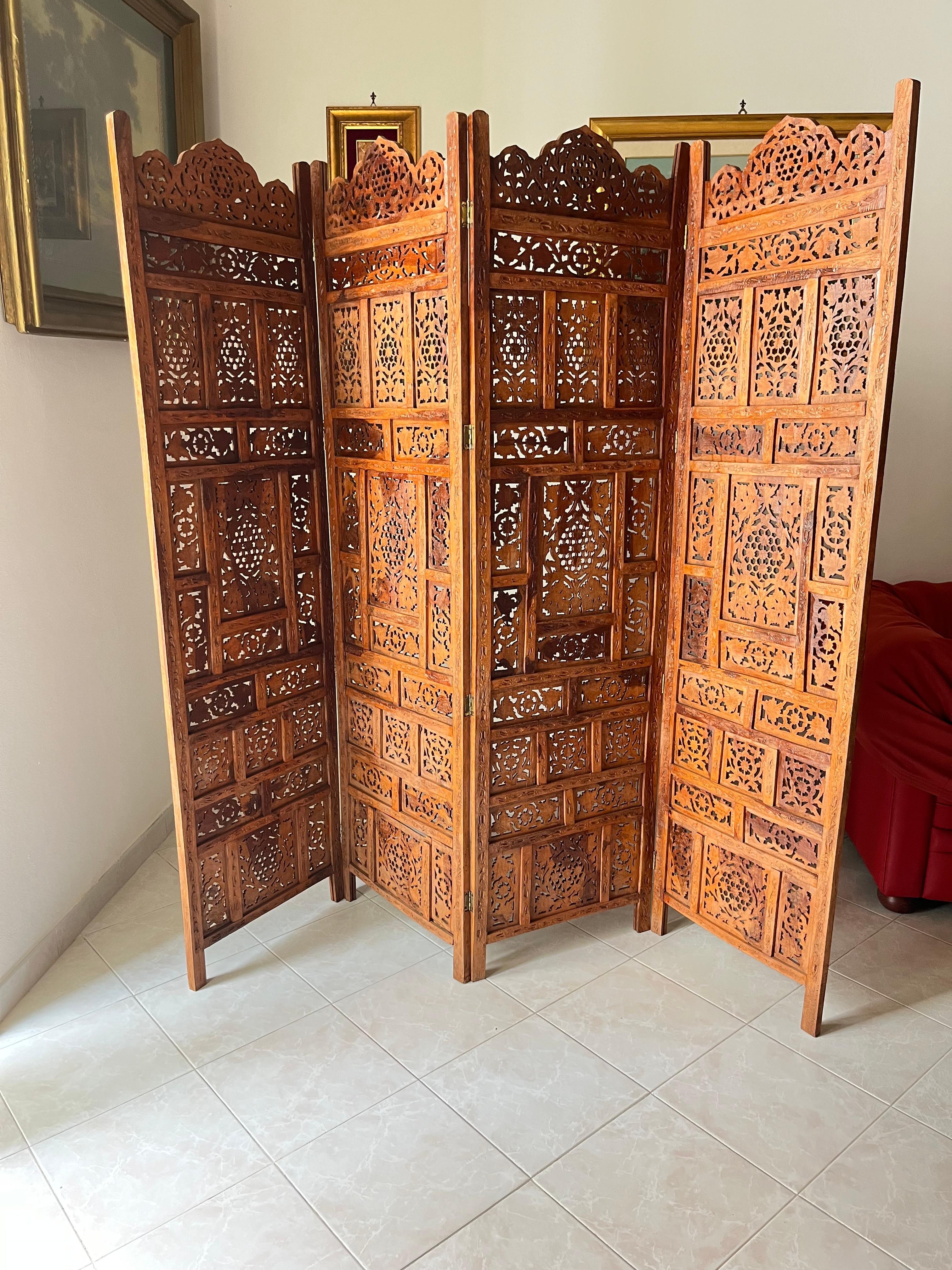 Mid-Century Japanese 4-Panel Folding Room Divider/Separè  1940s For Sale 2