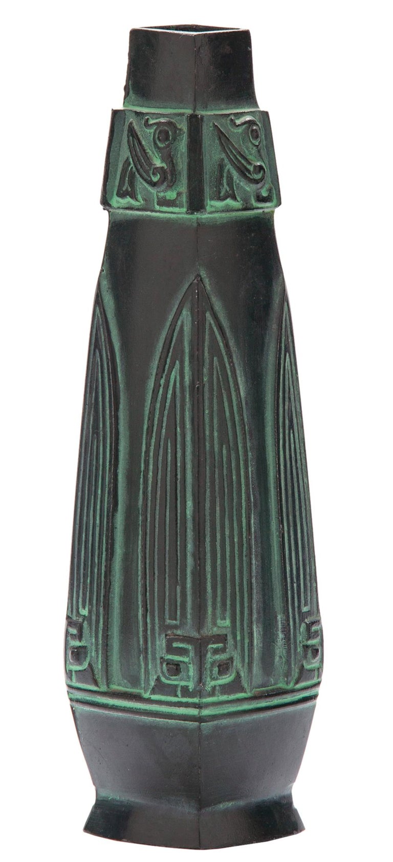 Mid Century Japanese Bronze Ikebana Bud Vase For Sale at 1stDibs