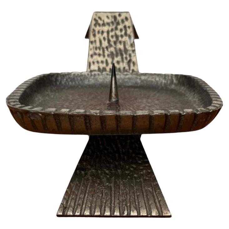 Mid-Century Japanese Brutalist Bronze Candleholder for Beva, 1960s