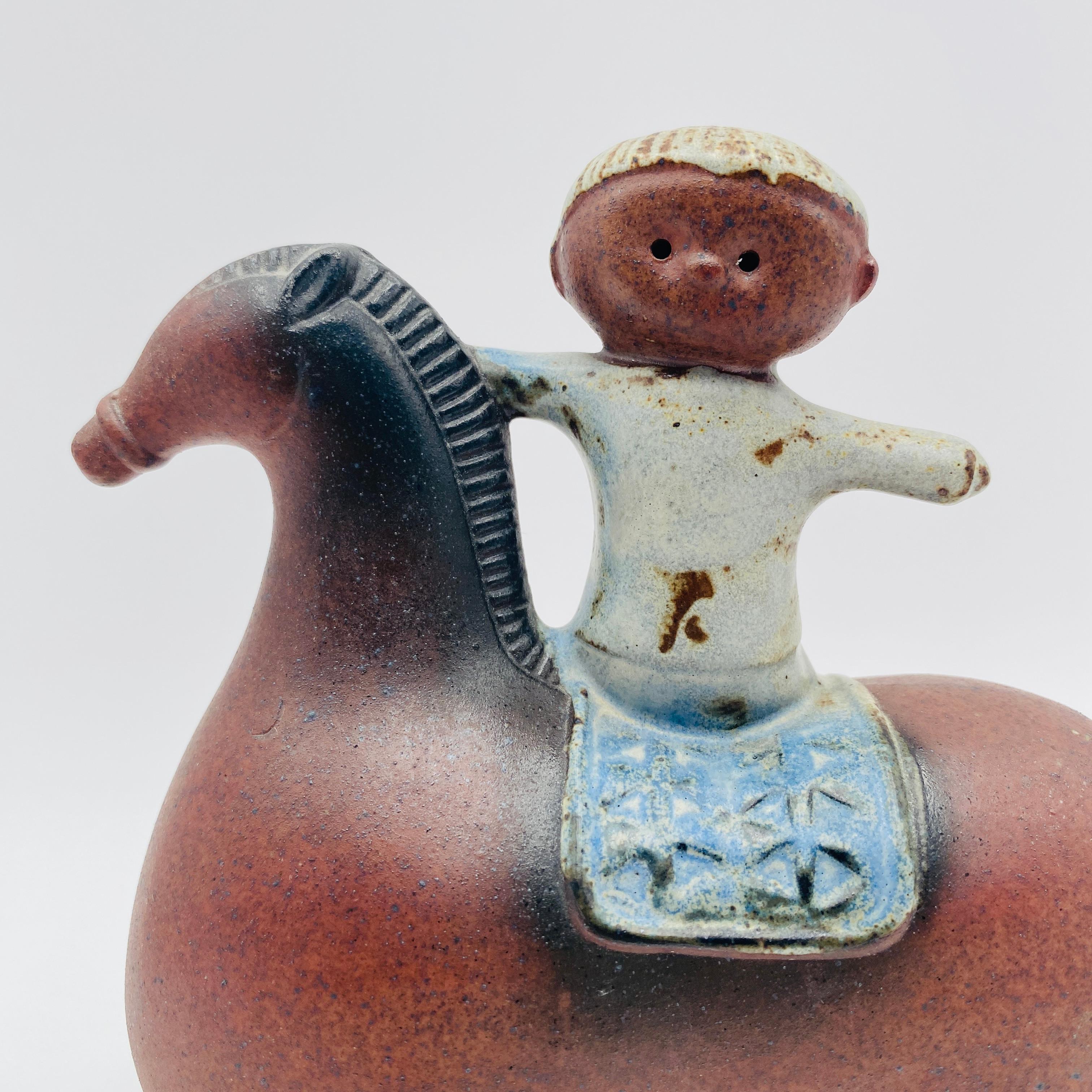 Mid-Century Modern Mid Century Japanese Ceramic Horse and Boy Sculpture For Sale