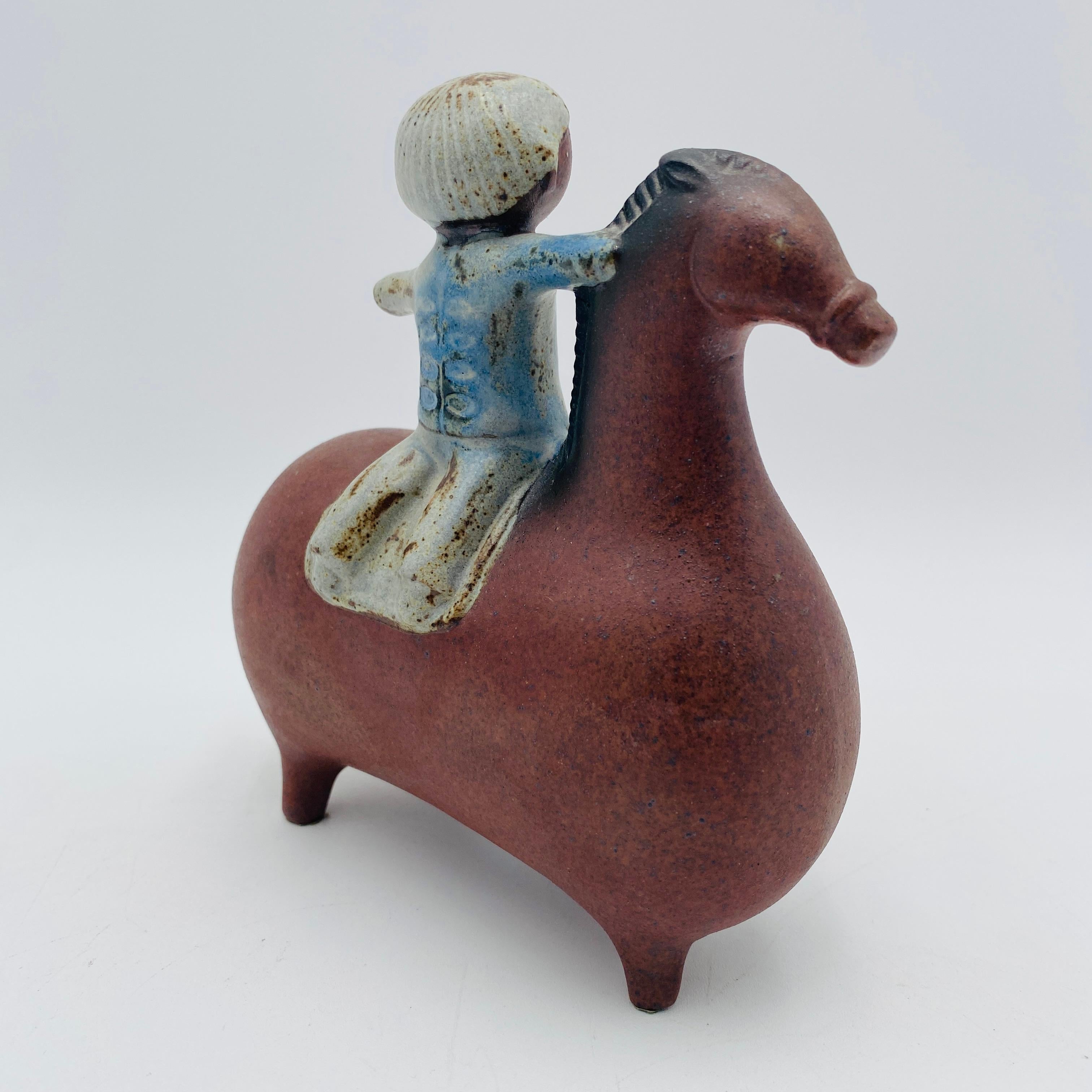 Mid Century Japanese Ceramic Horse and Boy Sculpture In Good Condition For Sale In San Juan Capistrano, CA