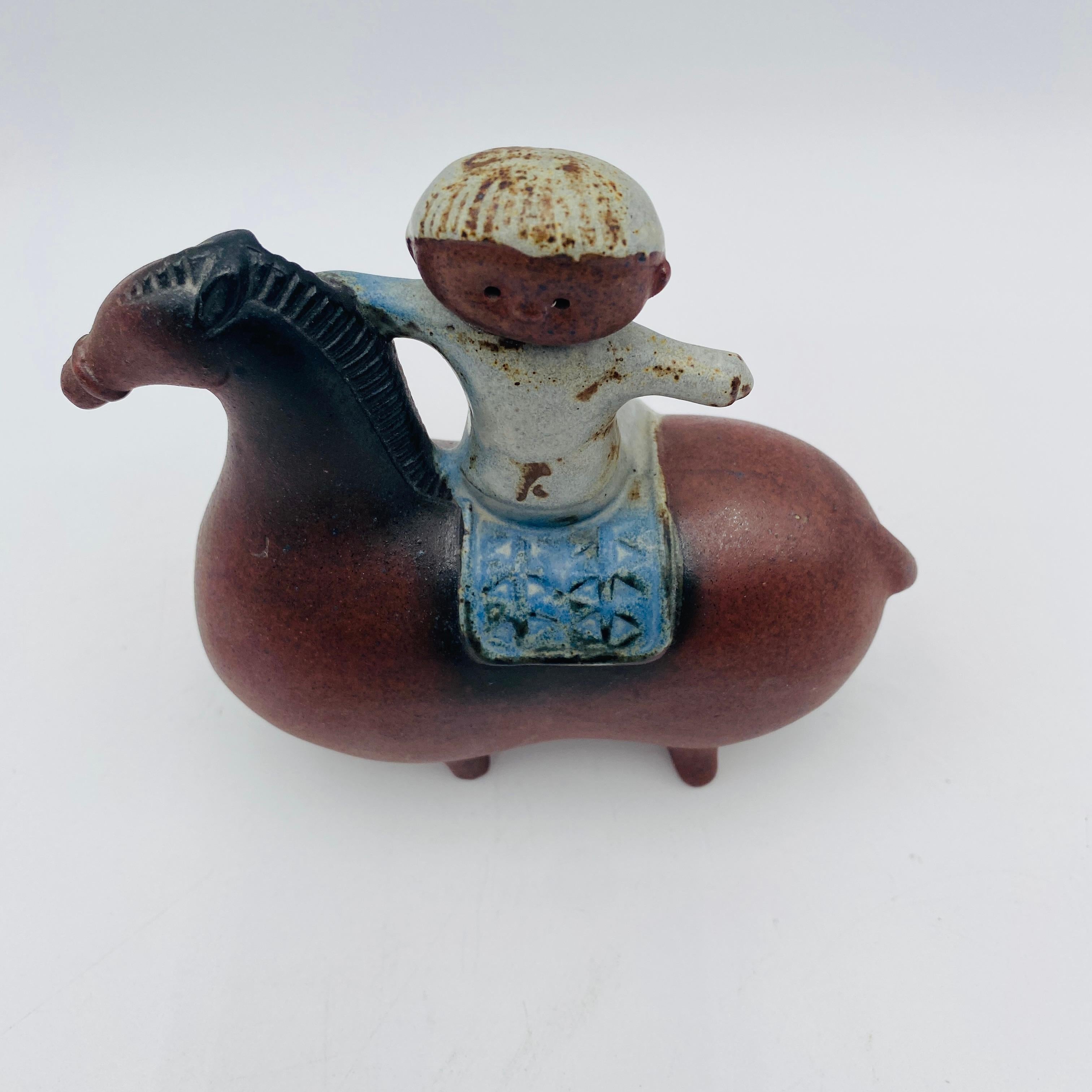 Mid Century Japanese Ceramic Horse and Boy Sculpture For Sale 3