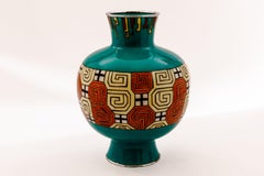 Mid-Century Japanese Cloisonné Enamel Vase Attributed to Sato with Geometric