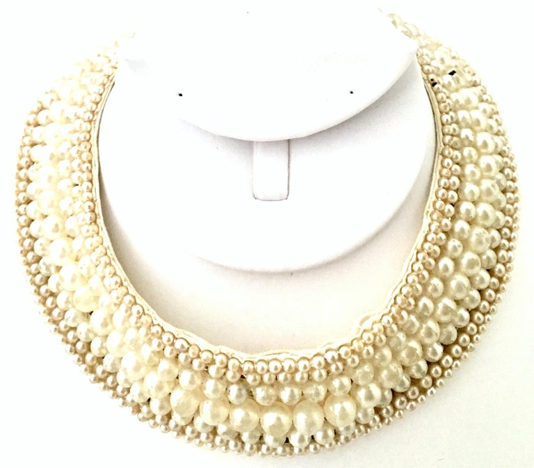MidCentury Japanese Faux Pearl and Crystal Rhinestone Choker Collar