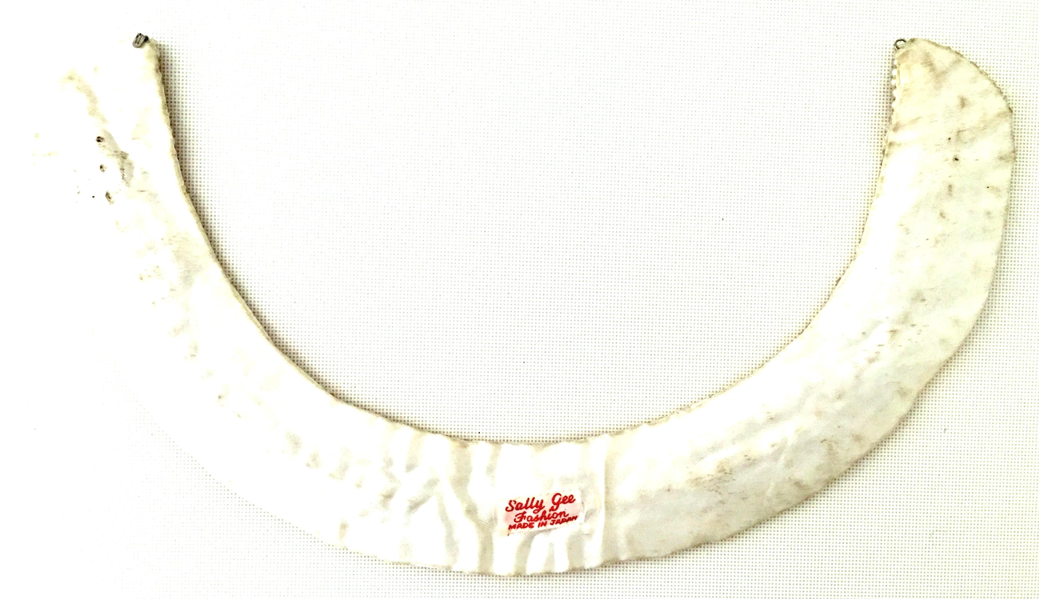 Mid-Century Japanese Faux Pearl & Crystal Rhinestone Choker Collar Necklace 3