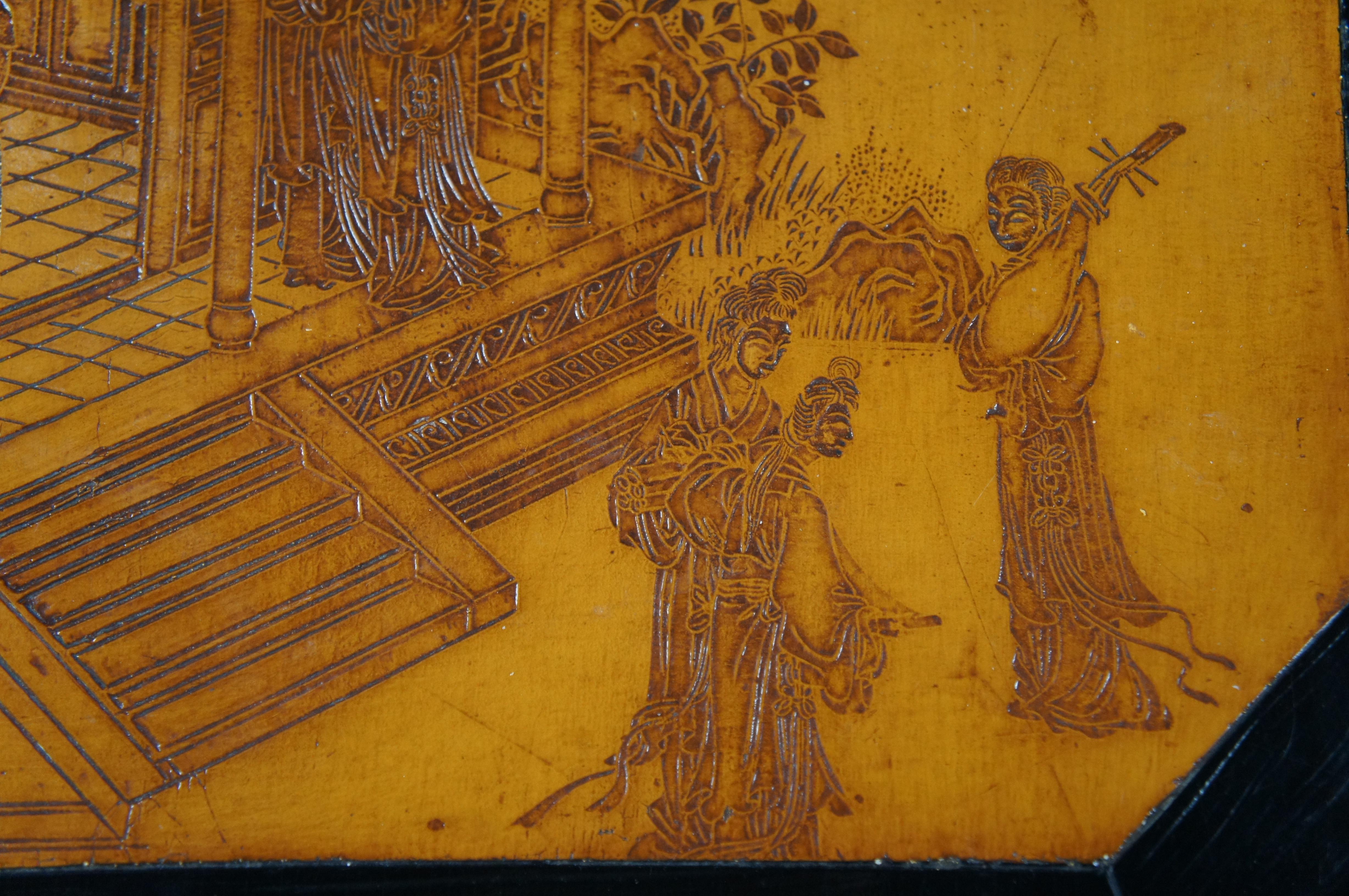 20th Century Mid Century Japanese Geisha Faux Bamboo Lacquered Game Card Table