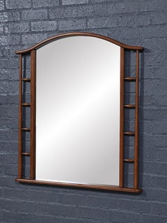 Newly Refinished - id-Century Japanese Inspired Modern Arched Wall Mirror