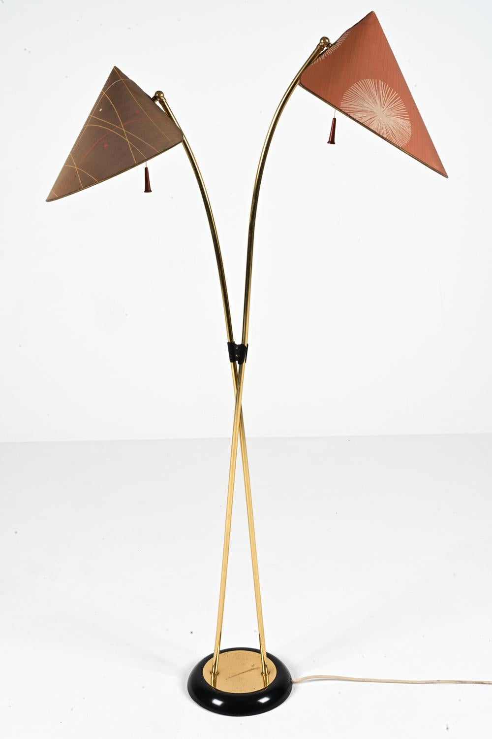Mid-Century Japanese-Inspired Two Light Floor Lamp in the Style of Stilnovo For Sale 4