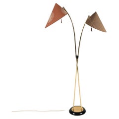 Japanisch inspirierte zweiflammige Mid-Century-Stehlampe im Stil von Stilnovo, Mid-Century