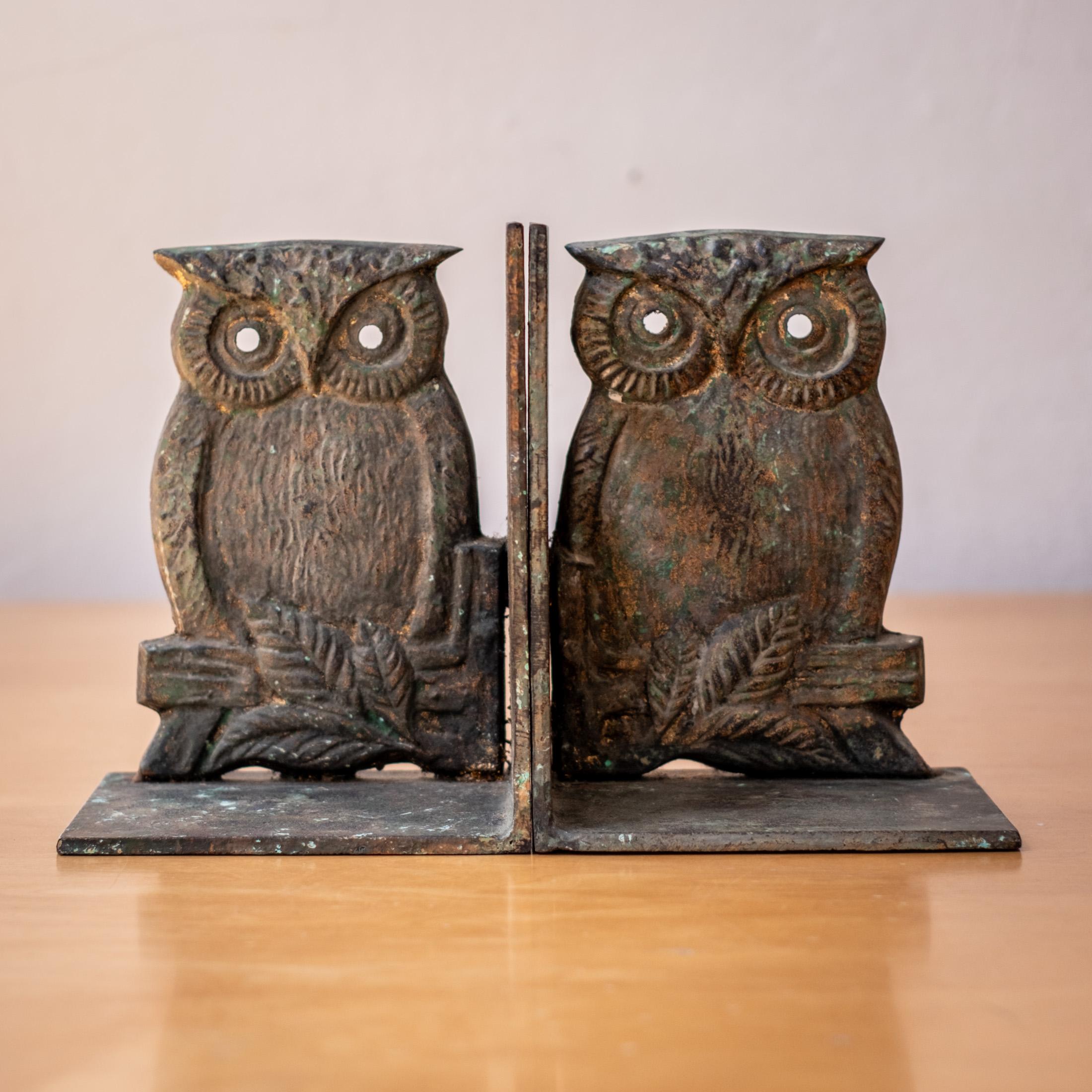 Mid-Century Modern Mid-Century Japanese Iron Owl Bookends