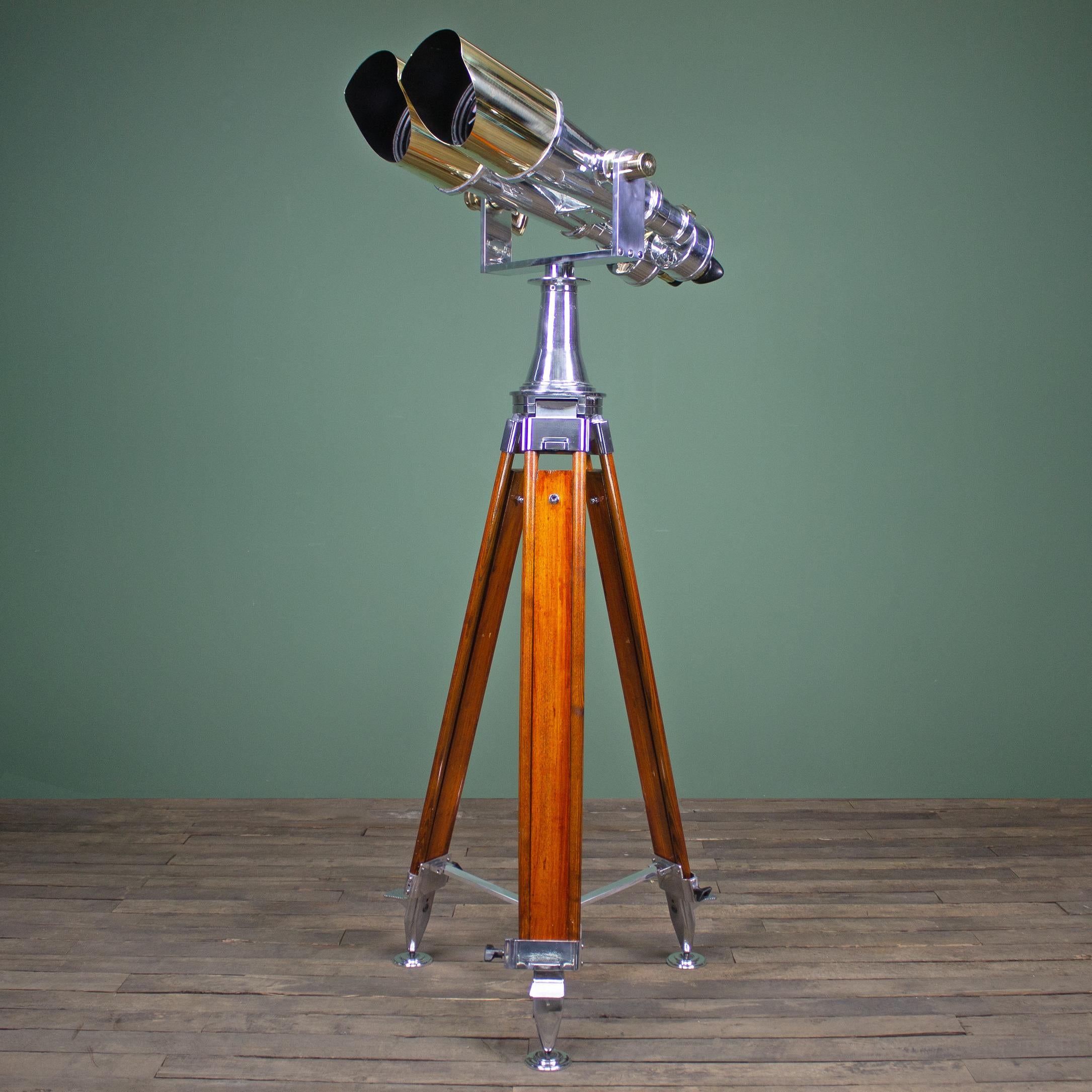 Mid Century Japanese Nikon 20 x 120 Big Eye Military Binoculars & Tripod 8