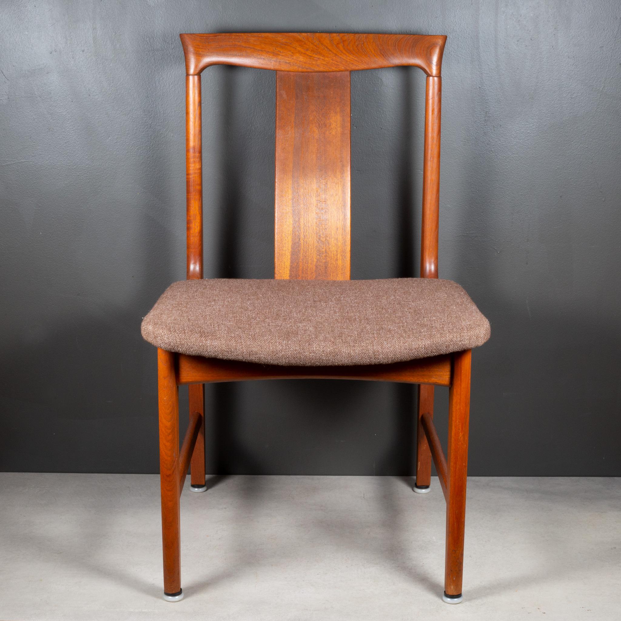 Wool Midcentury Japanese Sculpted Teak Dining Chairs C.1960 For Sale