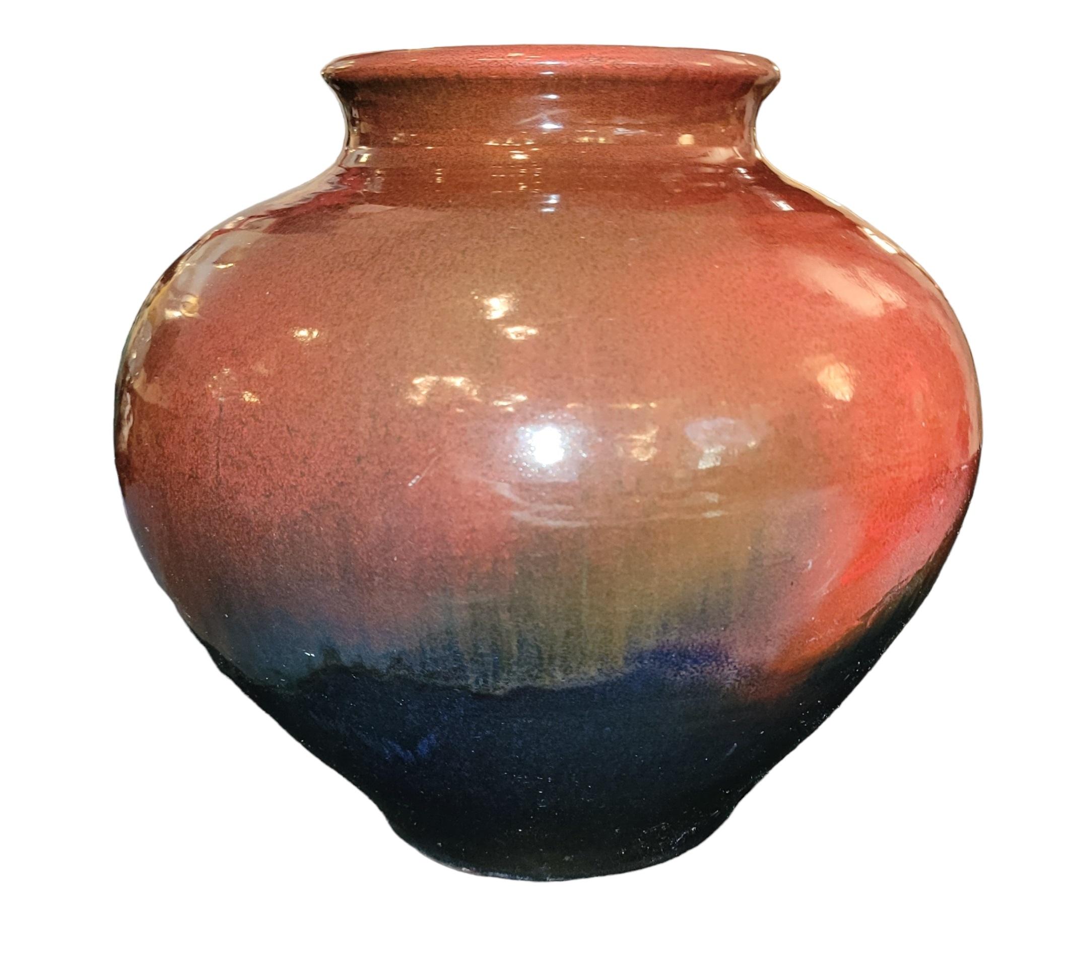 Adirondack Midcentury Japanese Signed and Glazed Vase For Sale