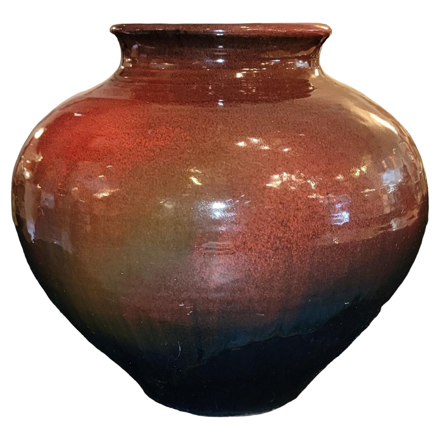 Midcentury Japanese Signed and Glazed Vase For Sale