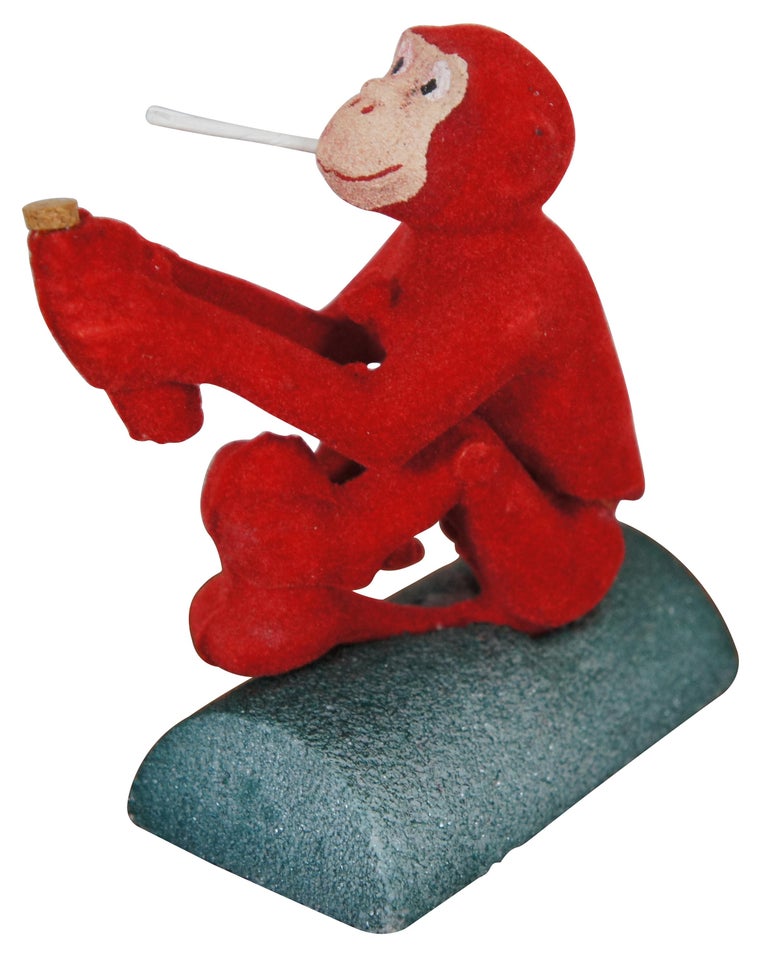 Midcentury Japanese Smokie Cigarettes Red Monkey Smoking Pets Figurine