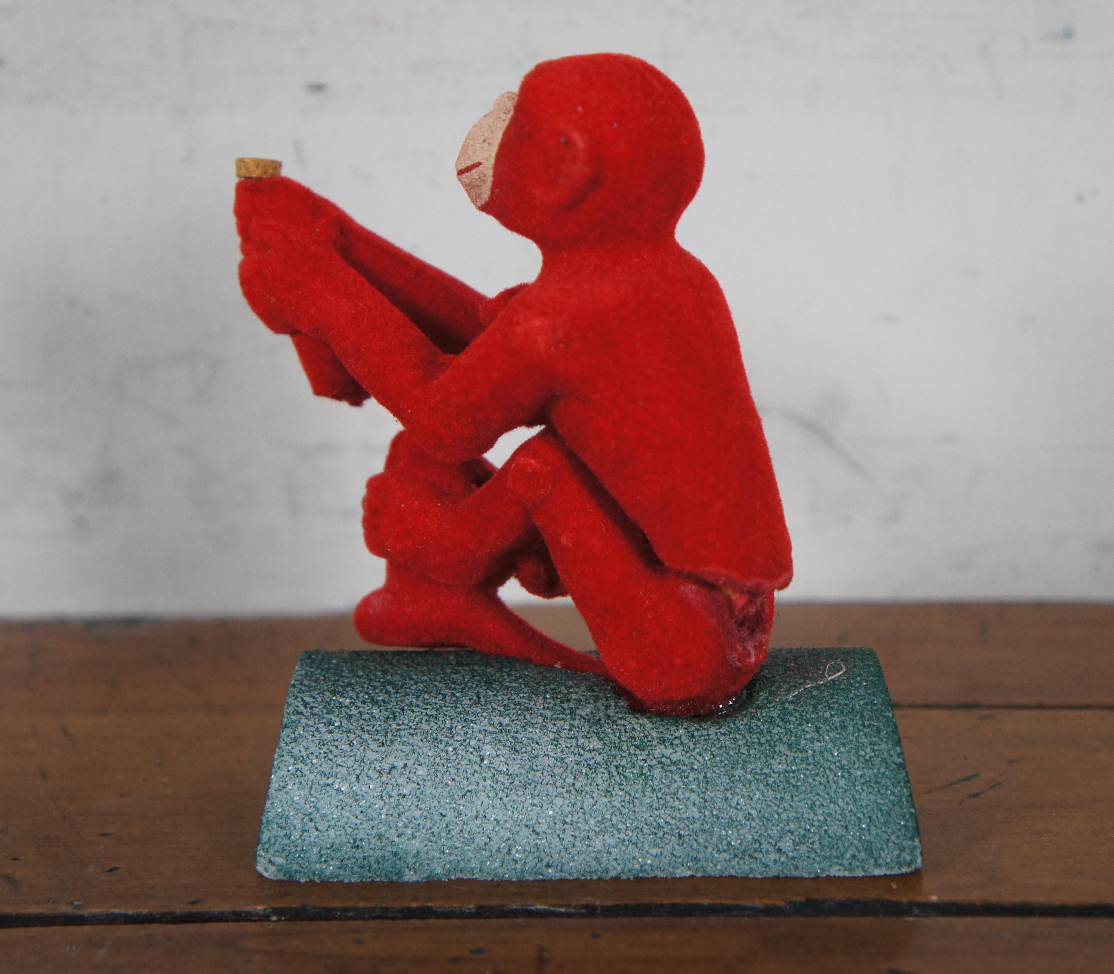 Midcentury Japanese Smokie Cigarettes Red Monkey Smoking Pets Figurine In Good Condition In Dayton, OH