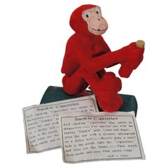 Vintage Midcentury Japanese Smokie Cigarettes Red Monkey Smoking Pets Figurine