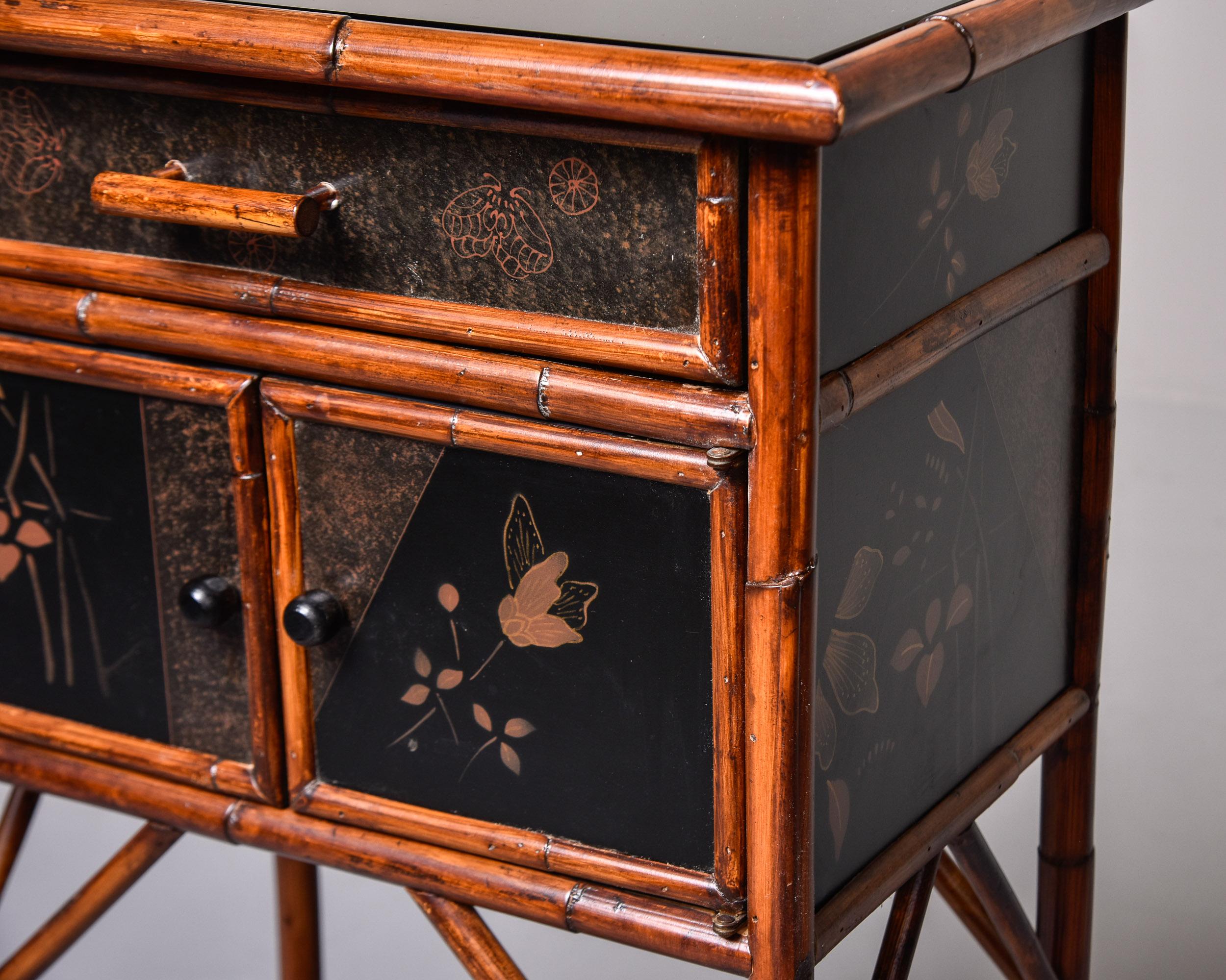 Mid Century Japanese Style Bamboo Framed Side Cabinet 6
