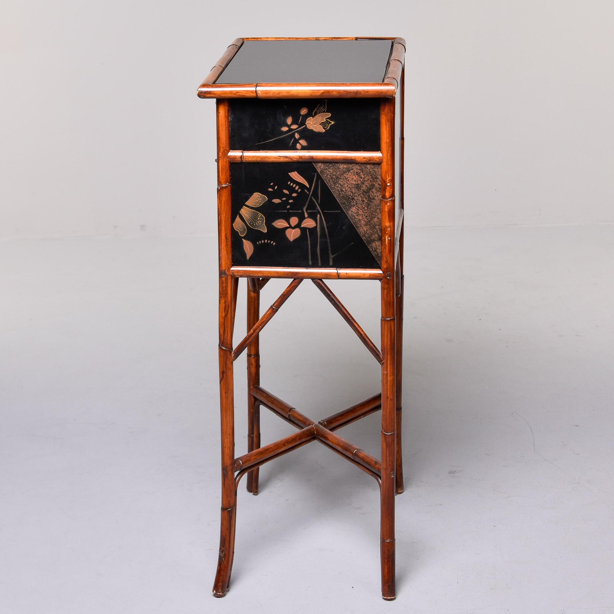 Mid Century Japanese Style Bamboo Framed Side Cabinet 1