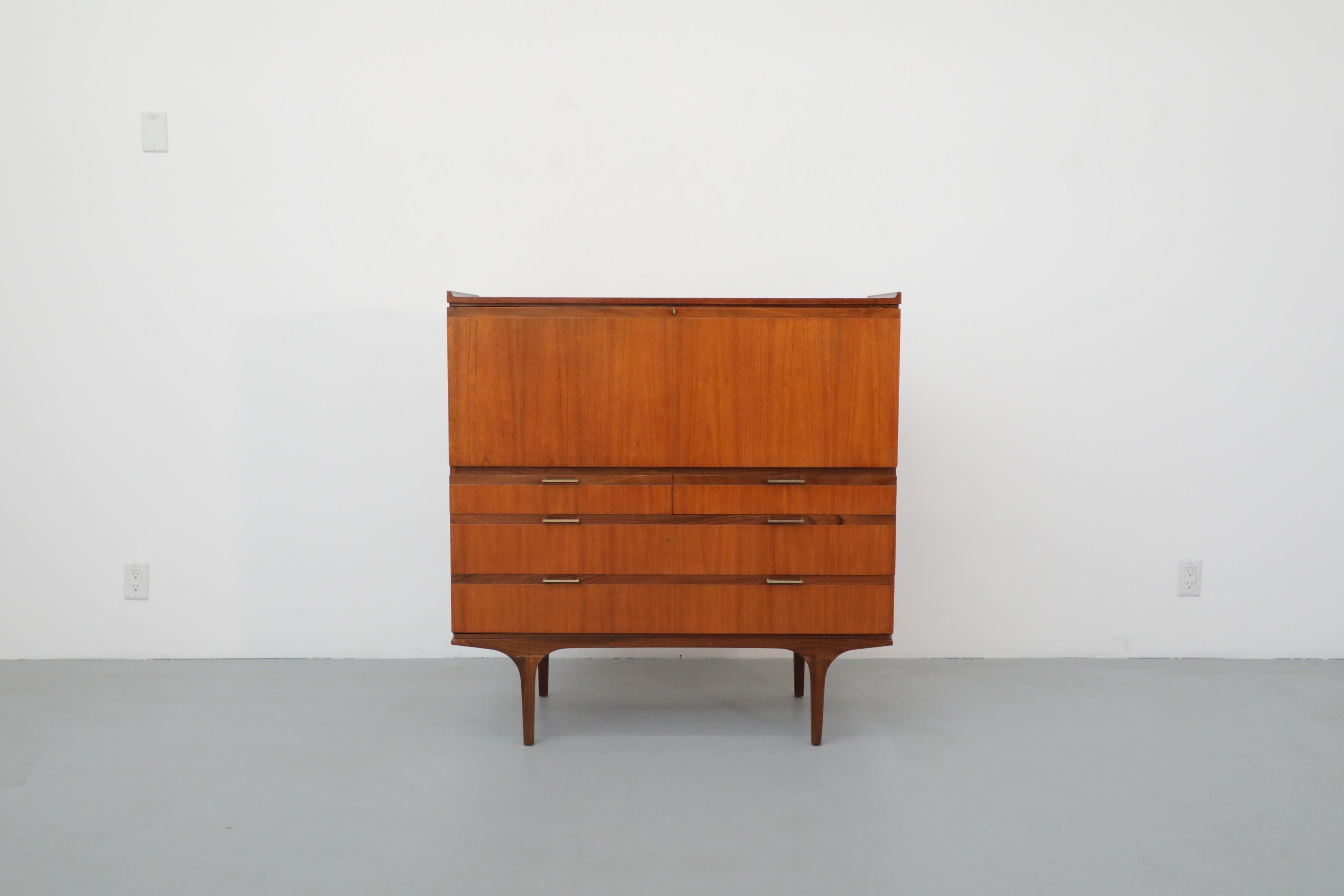 British Mid-Century Japanese Style Desk and Dresser by Meredew with Solid Teak Legs