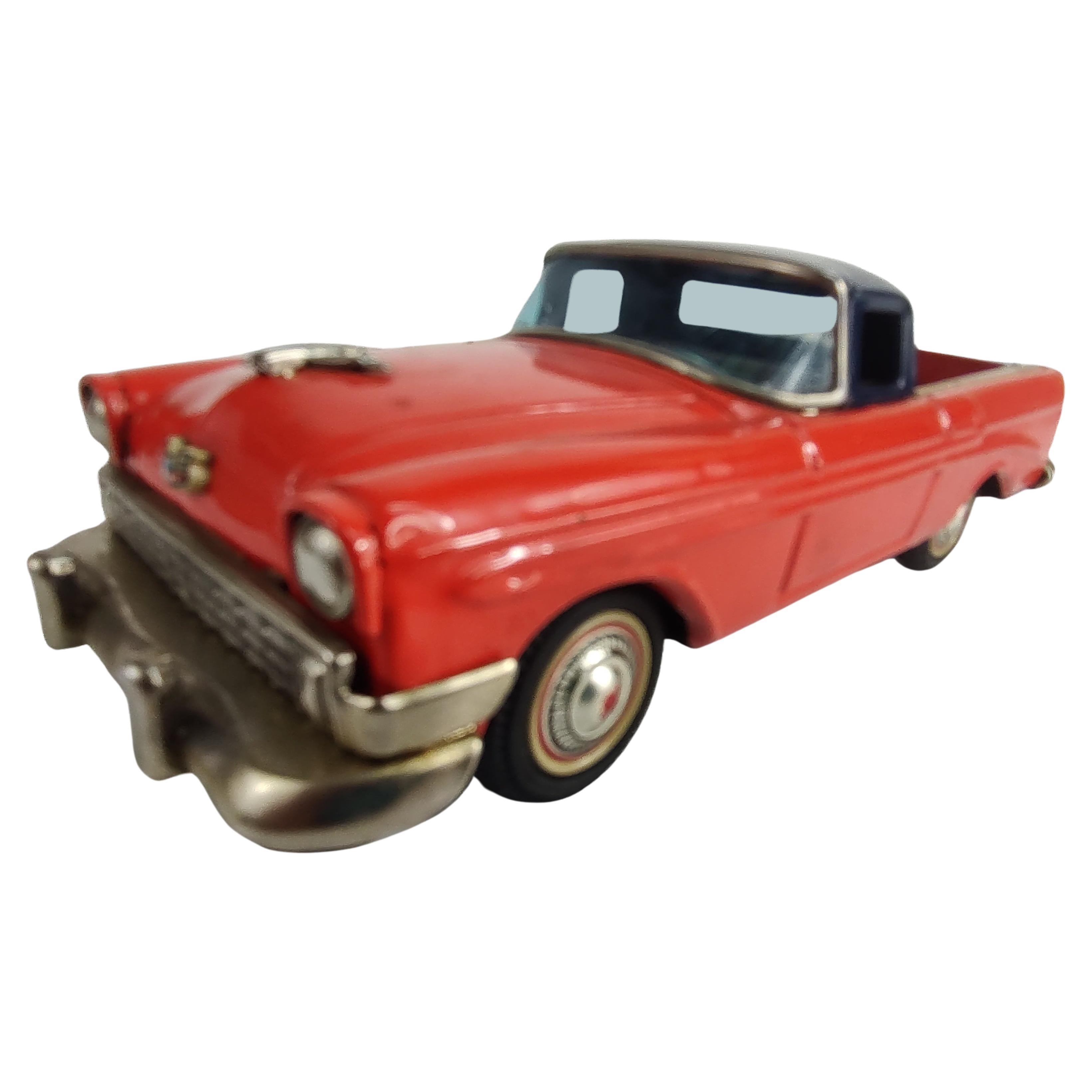 Metal Mid Century Japanese Tin Litho Friction Toy Car Chevrolet El Camino C1956 For Sale