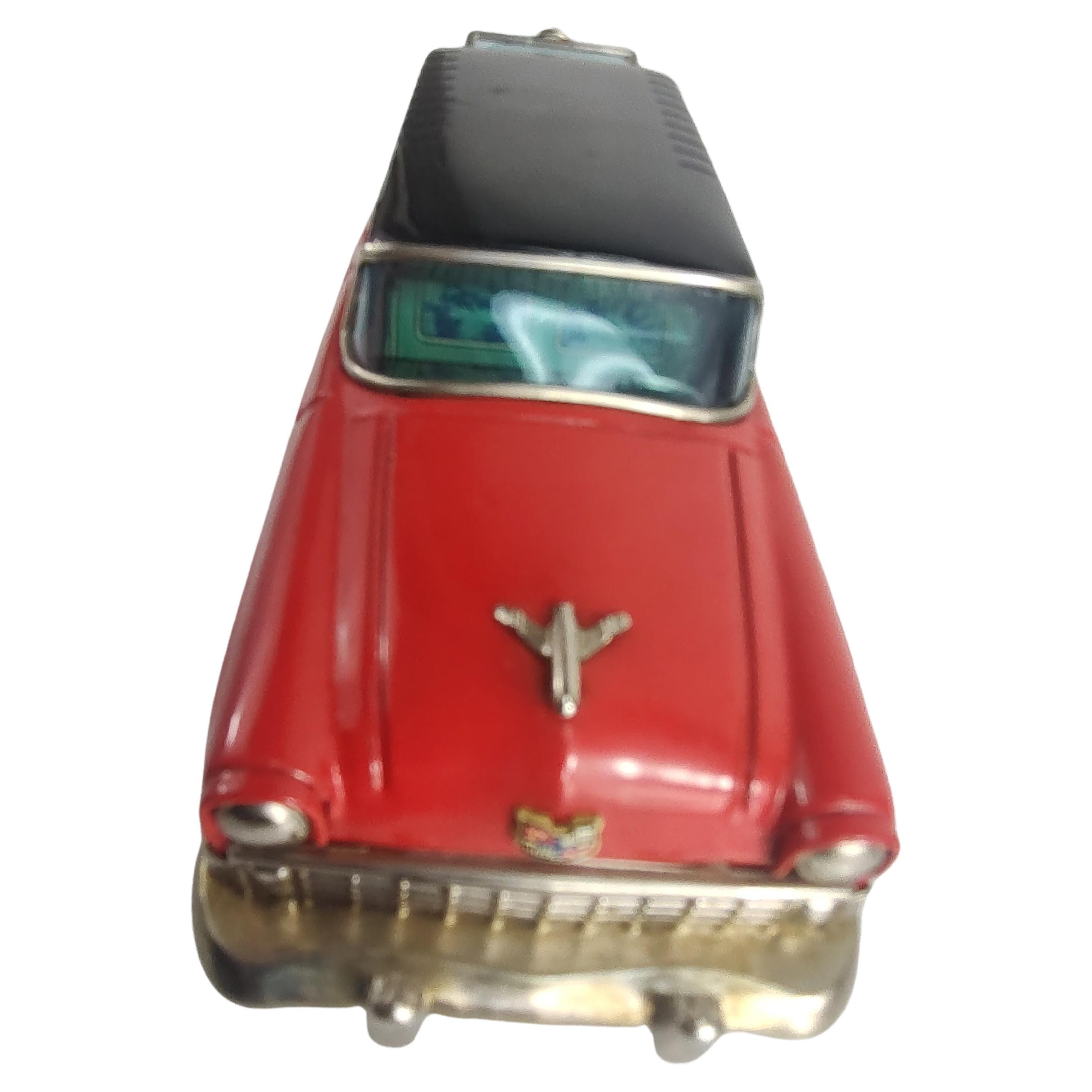 Mid Century Japanese Tin Litho Friction Toy Car Chevrolet Station Wagon C1956 For Sale 2