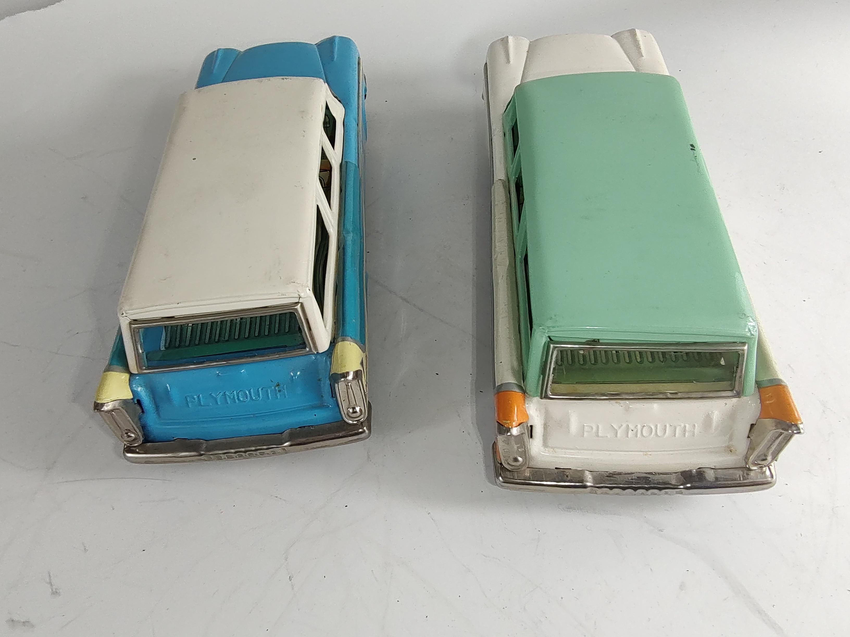 Midcentury Japanese Tin Litho Toy Car by Bandai Plymouth Station Wagon, C 1960 1