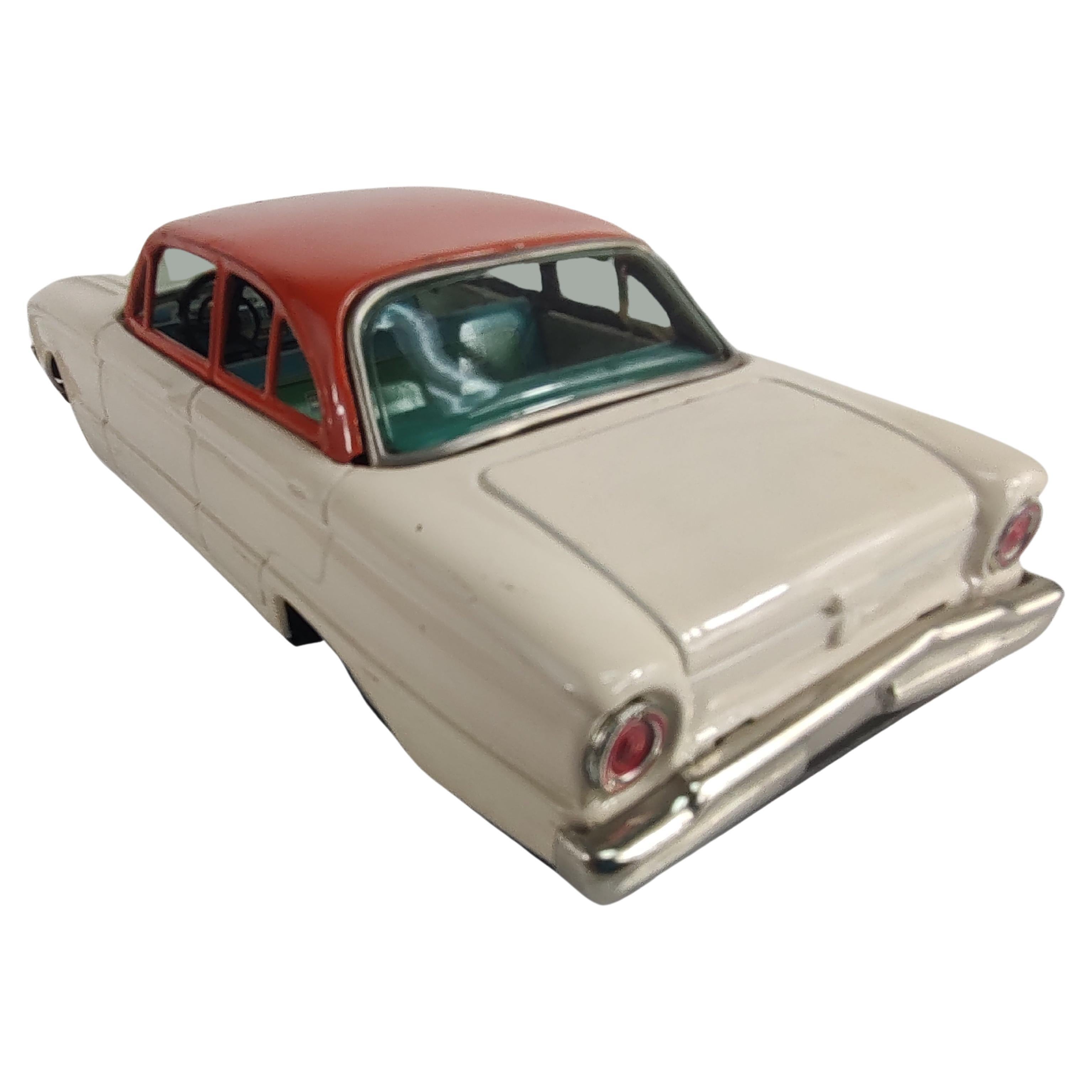 Mid Century Japanese Tin Litho Toy Car Ford Falcon Friction C1960 In Good Condition For Sale In Port Jervis, NY