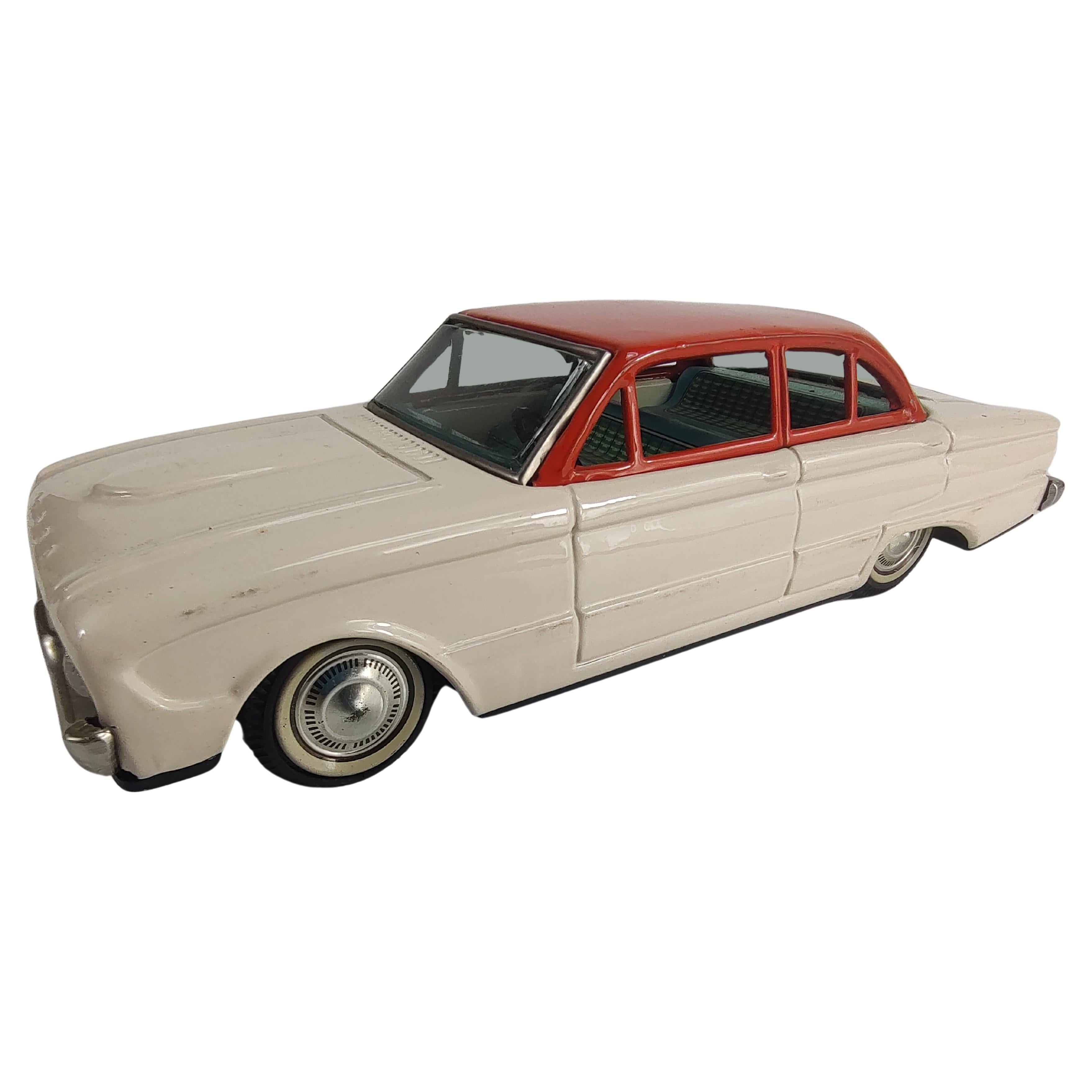 Mid Century Japanese Tin Litho Toy Car Ford Falcon Friction C1960 For Sale 1