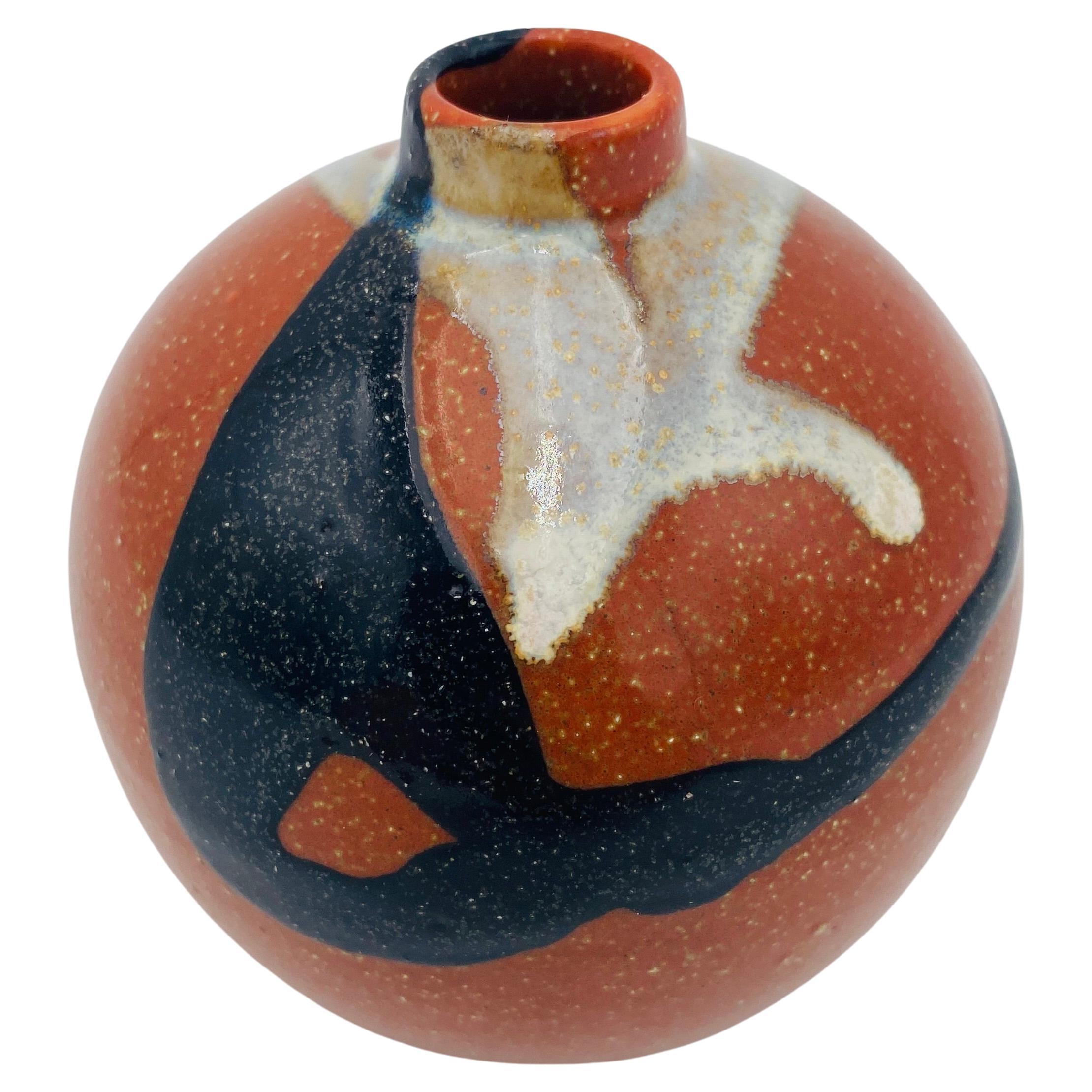 Mid Century Japanese Vase Ceramic Pottery Weed Pot 1960s For Sale