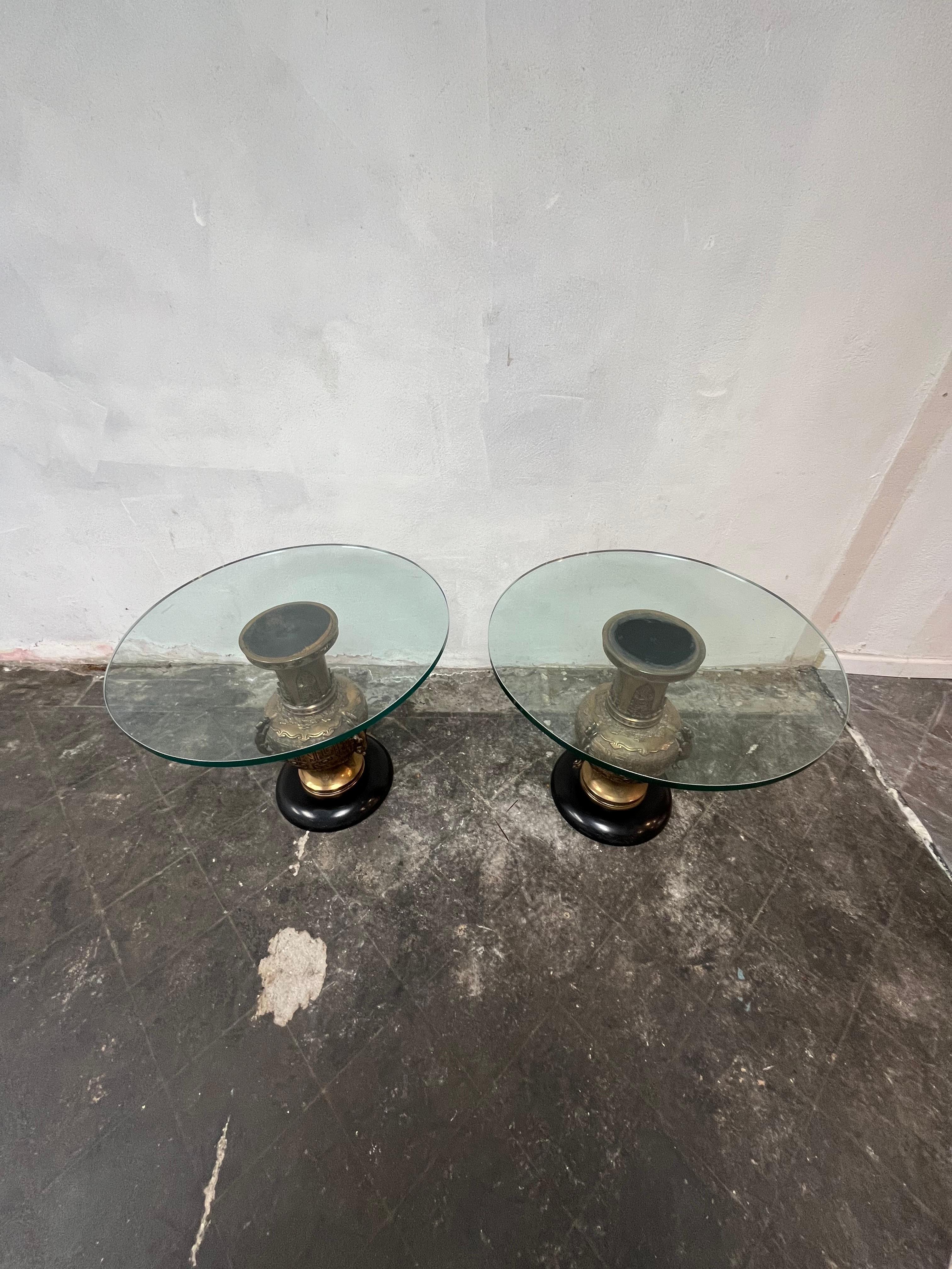 Unknown Mid Century Japanese Vase Side Tables James Mont style 1950's For Sale