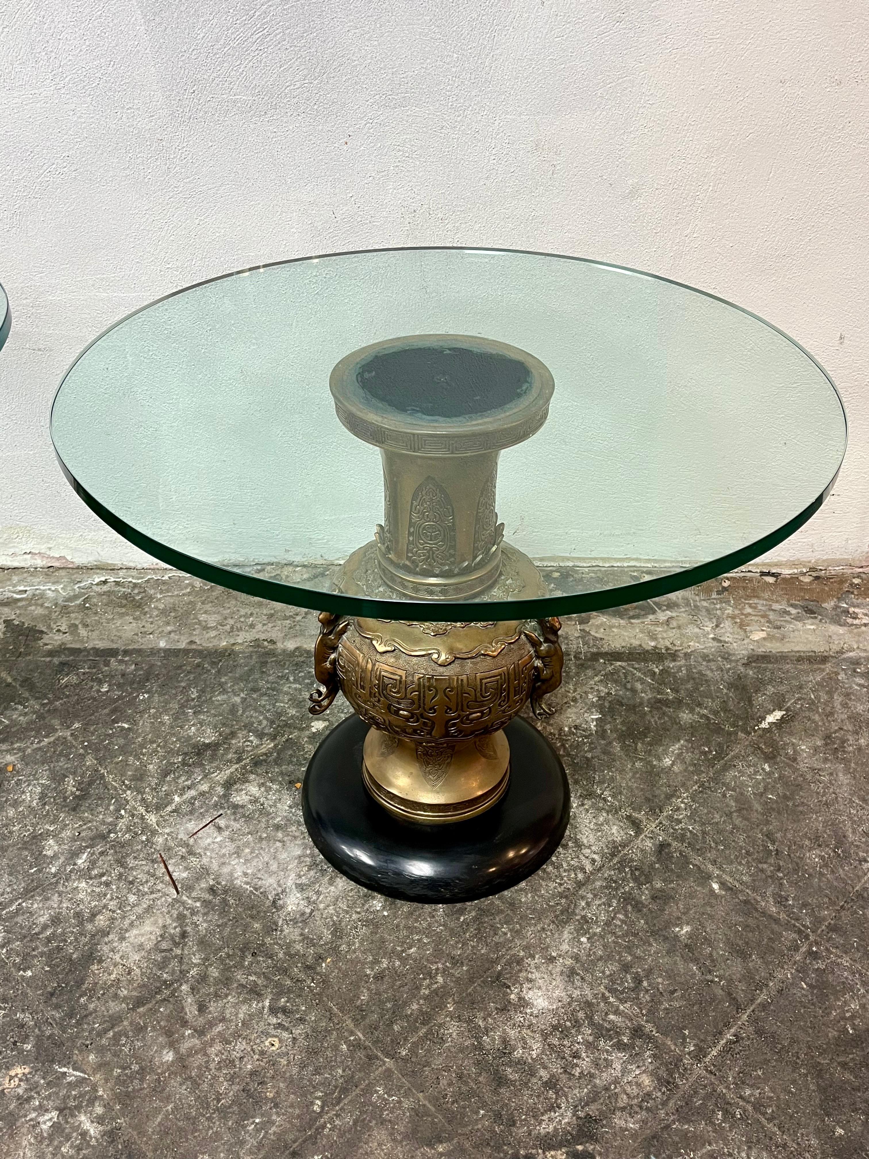 Brass Mid Century Japanese Vase Side Tables James Mont style 1950's For Sale